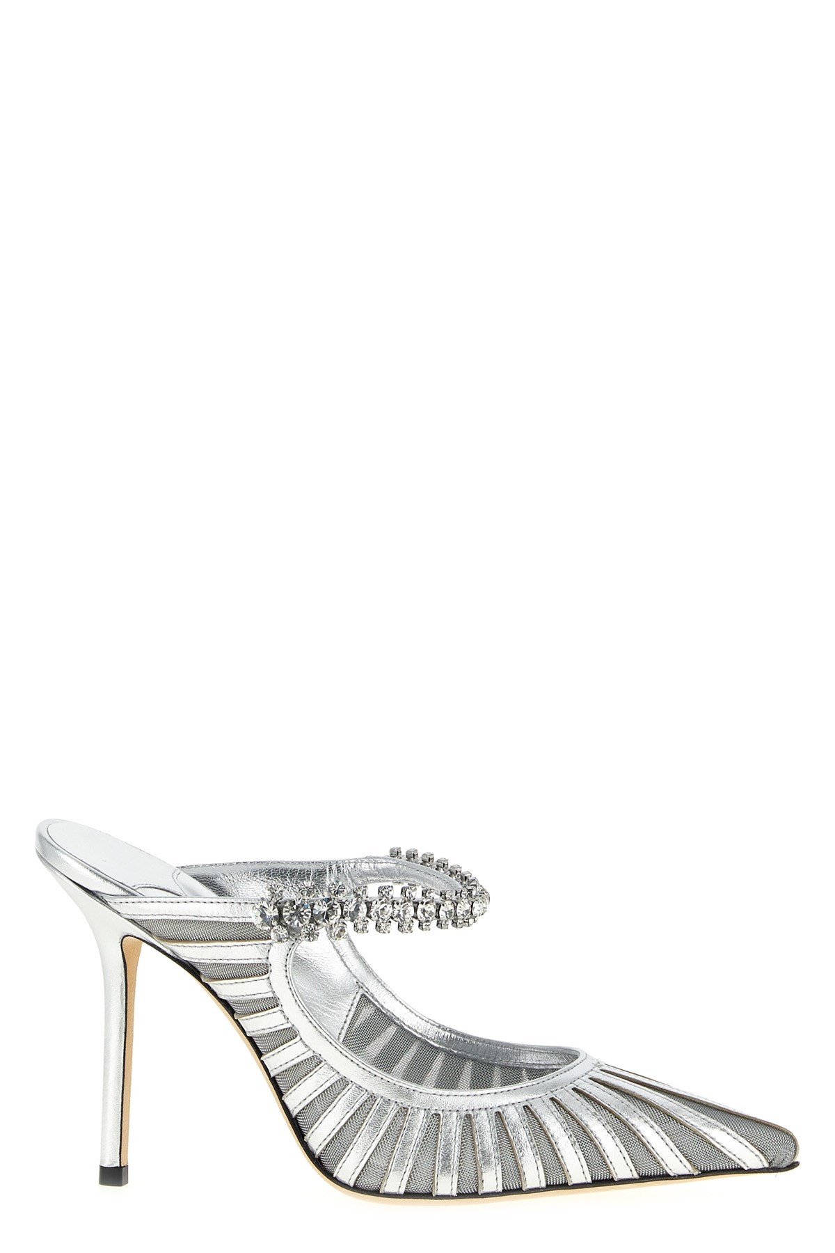 Jimmy Choo 100mm Bing Crystal-embellished Mules In Silver