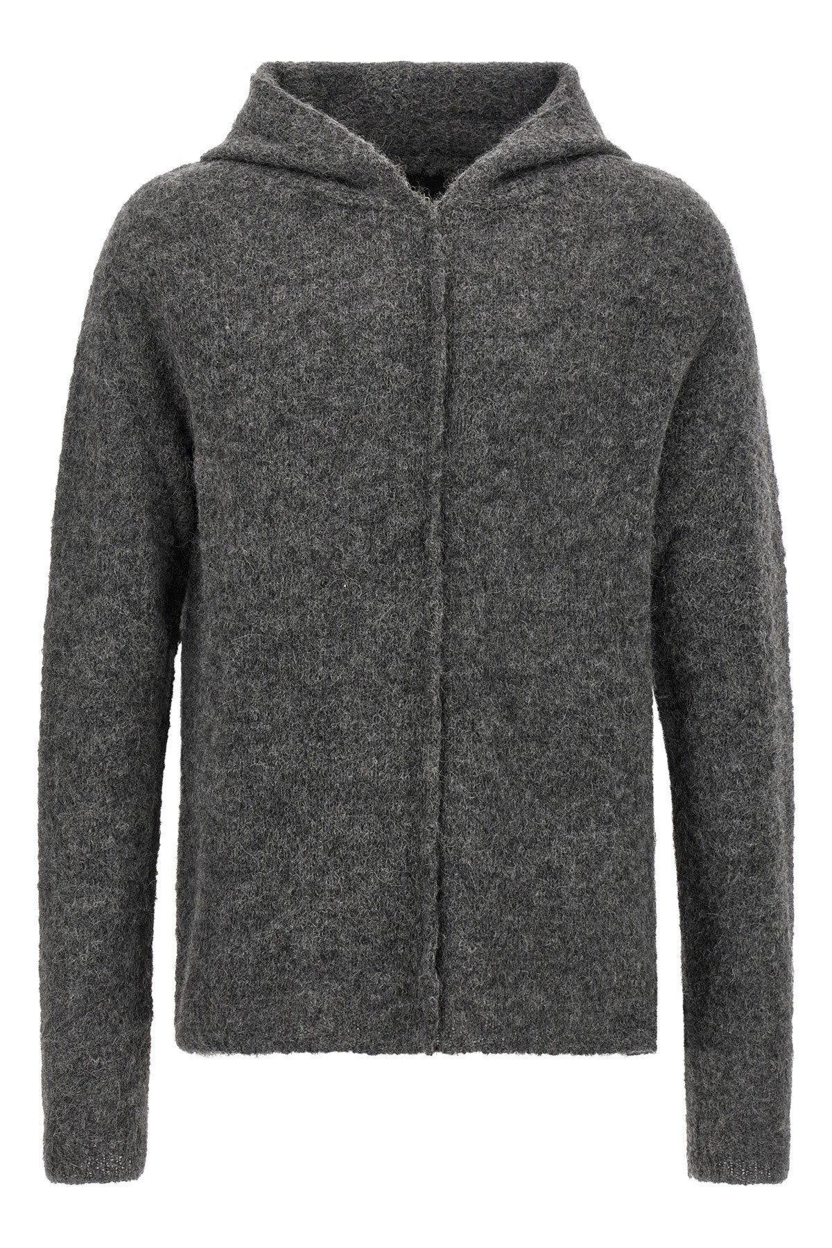 Thom Krom Textured Grey Alpaca Blend Hooded Sweater In Gray
