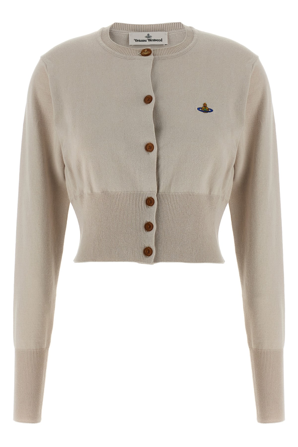 Vivienne Westwood Embroidered-logo Crop-length Cardigan In Neutral