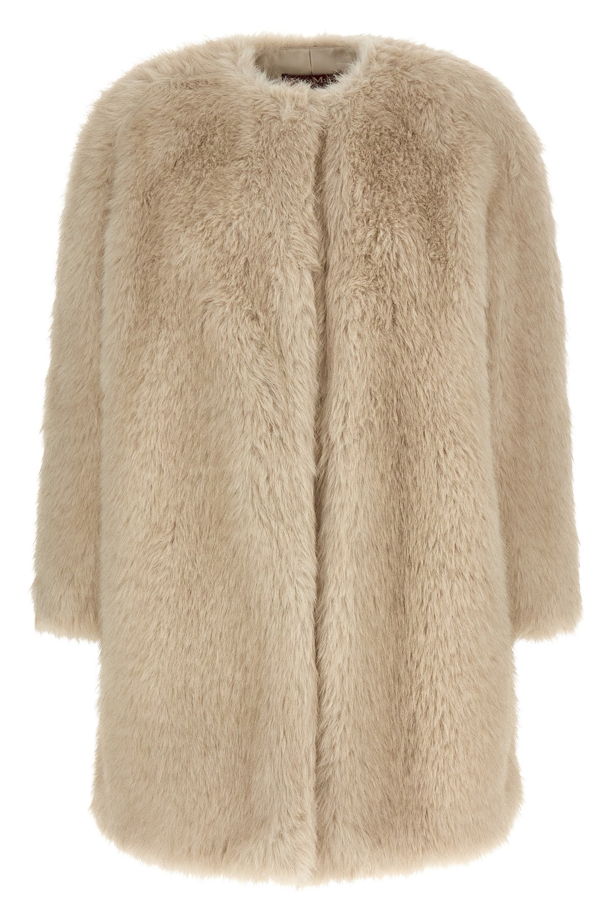 Max Mara Cappotto In Tessuto Effetto Faux Fur Beige In Brown