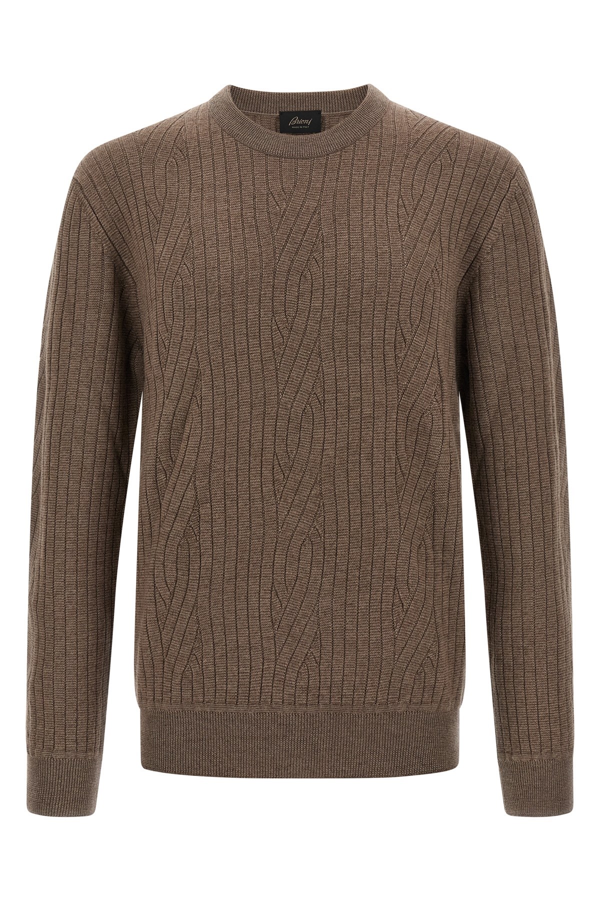 Brioni Ribbed And Braid Sweater Sweaters And Cardigans Brown In Brown