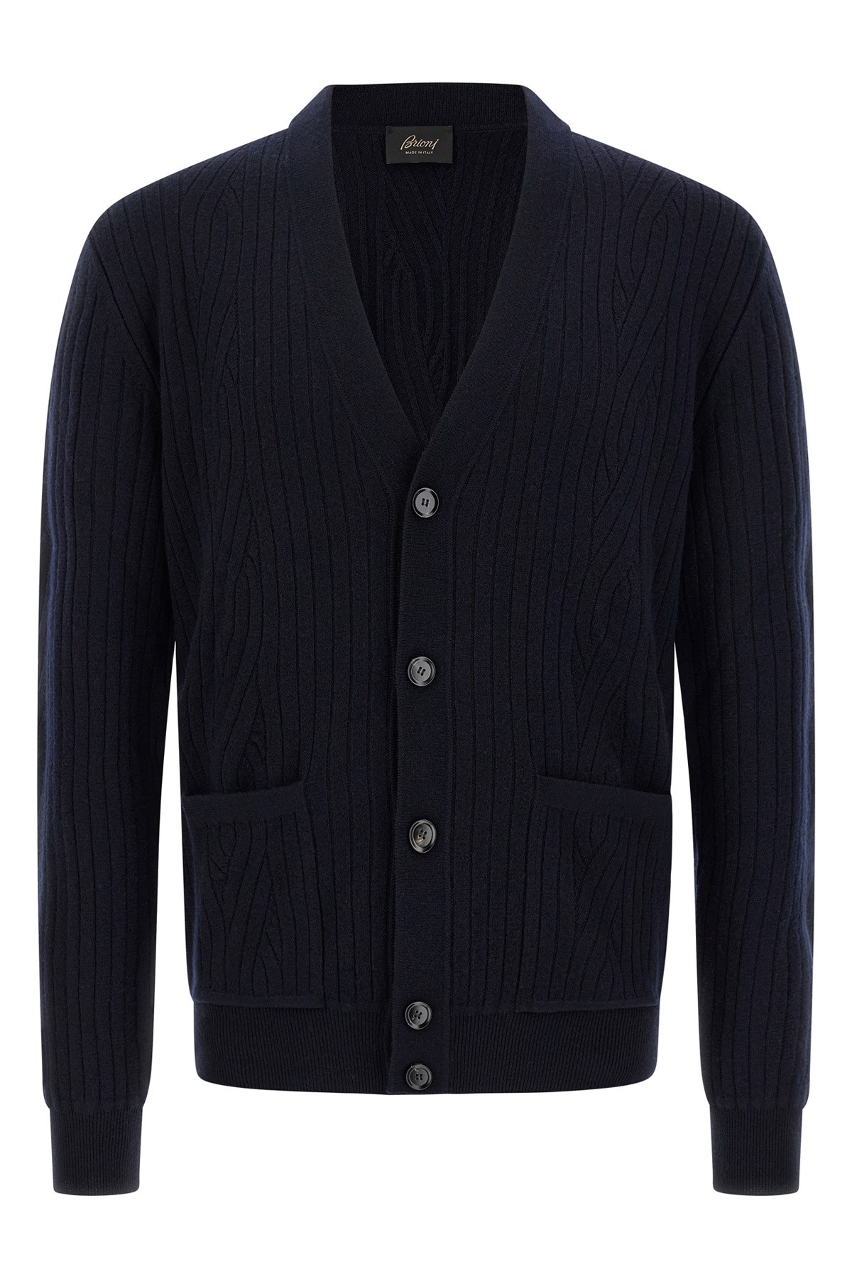 Brioni Ribbed And Braid Cardigan Sweaters And Cardigans Blue In Blue