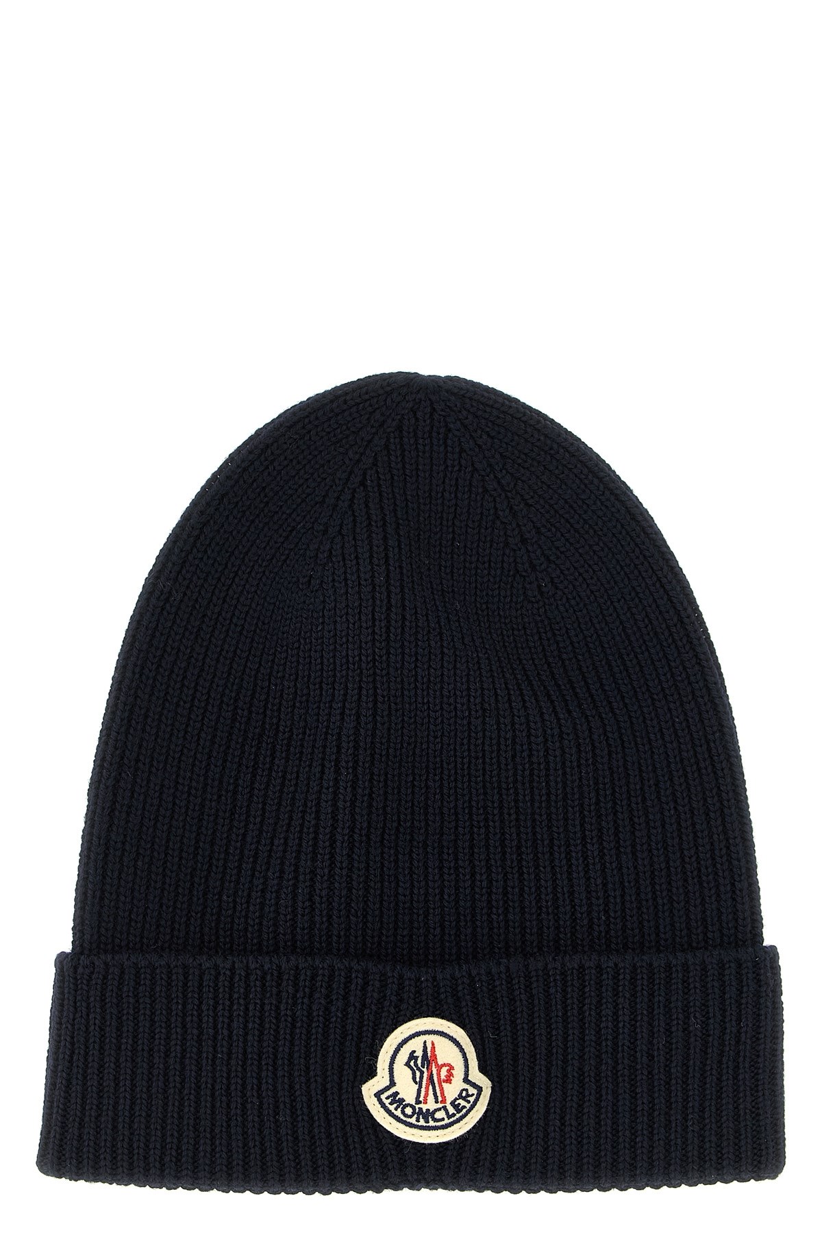 Moncler Cozy Ribbed Knit Turn-up Beanie In Blue