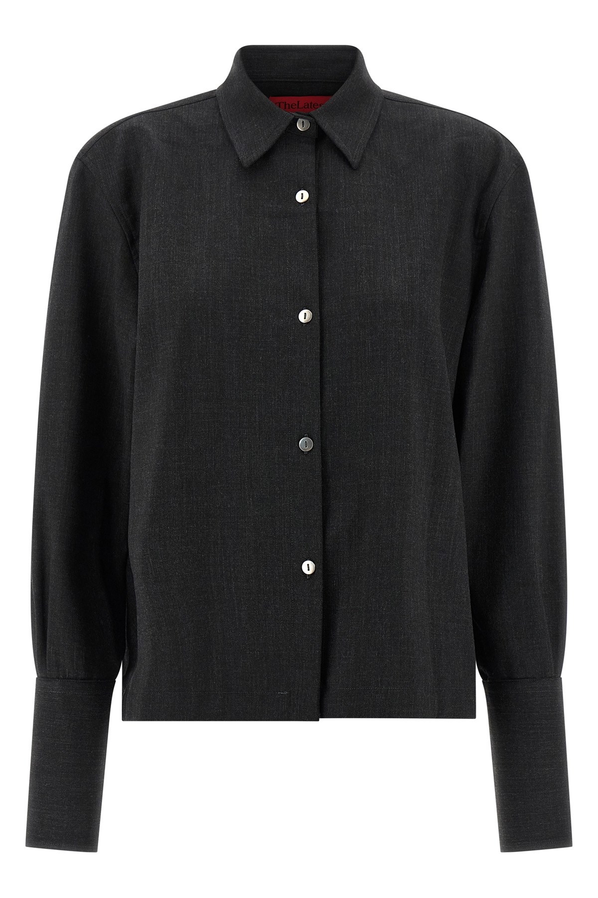 The Latest Black Long-sleeved Shirt With Classic Collar In Burgundy
