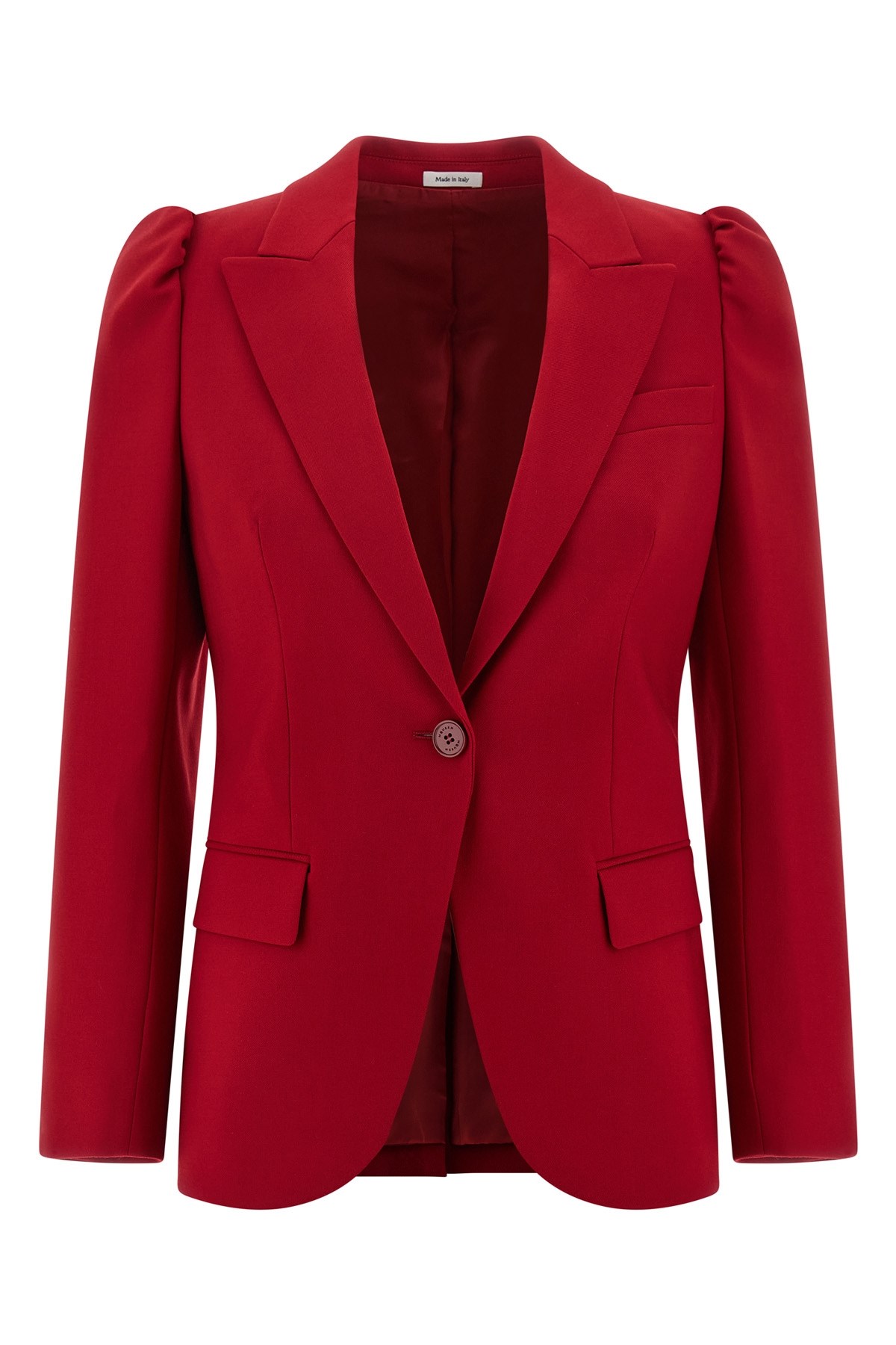 Alexander Mcqueen Puff-sleeve Single-breasted Blazer In Red