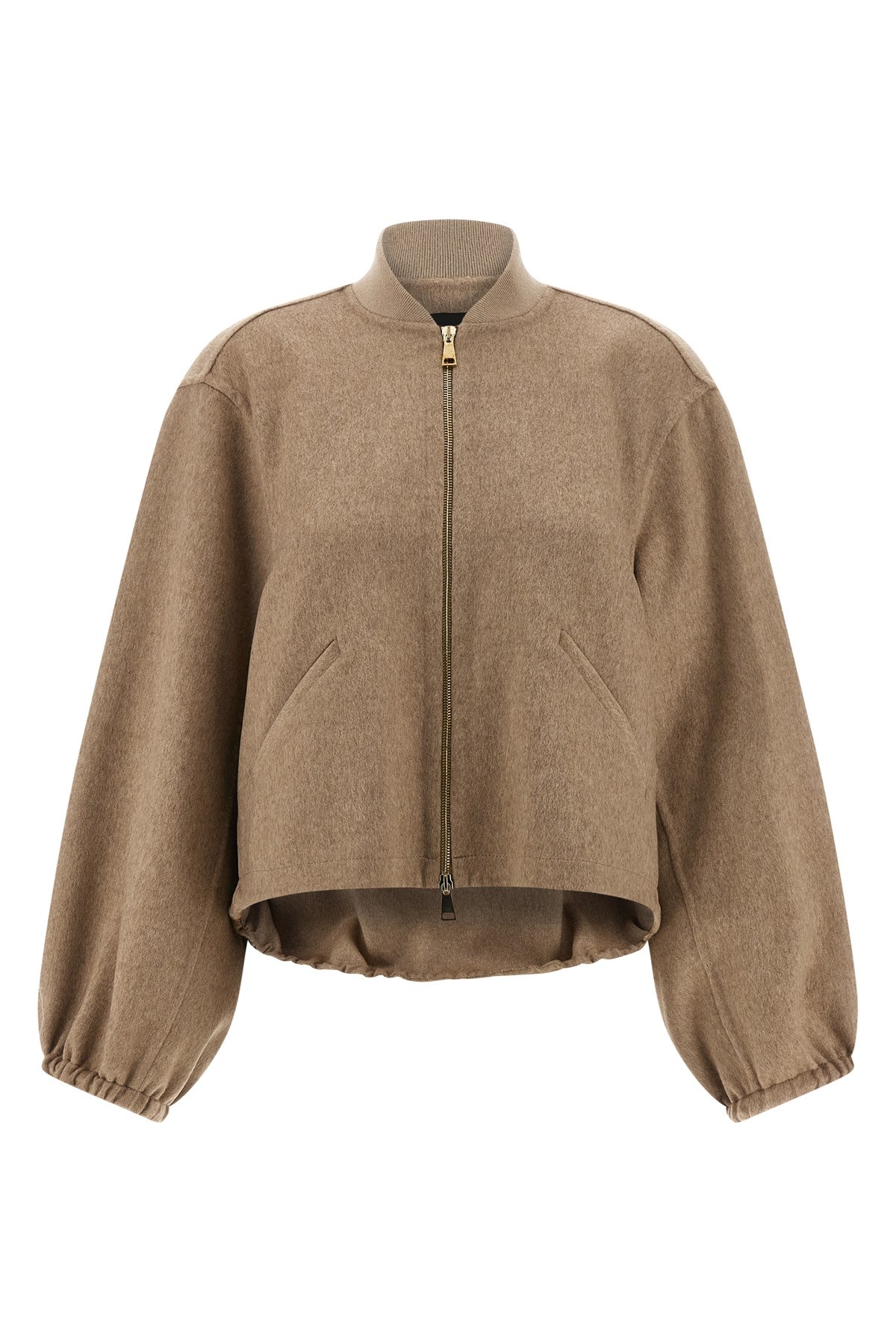 Fabiana Filippi Cashmere Bomber Jacket Puffer Jackets Beige In Brown