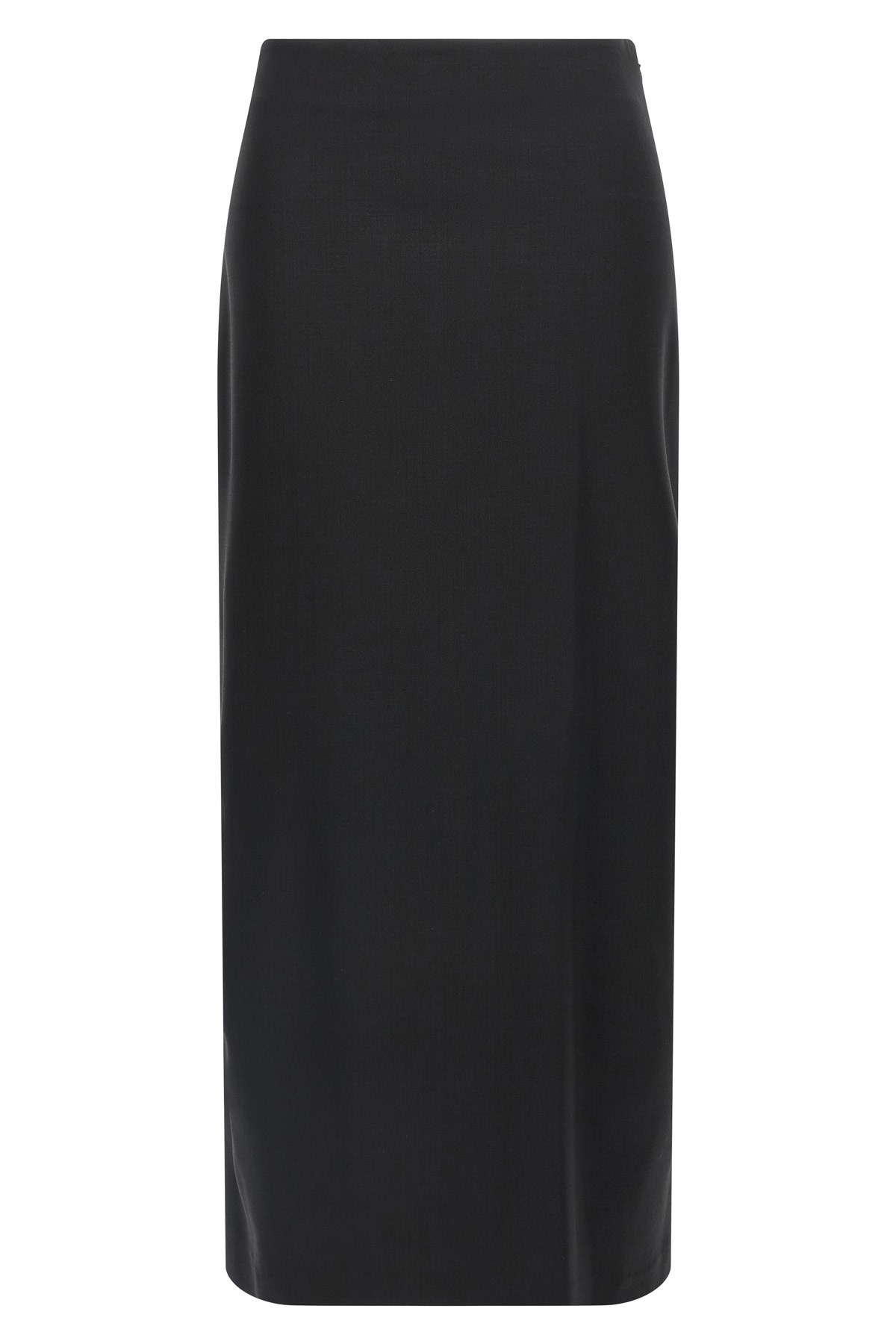 Loulou De Saison Black Skirt With Pencil Deisgn And Side Closure In Wool Woman In Gold