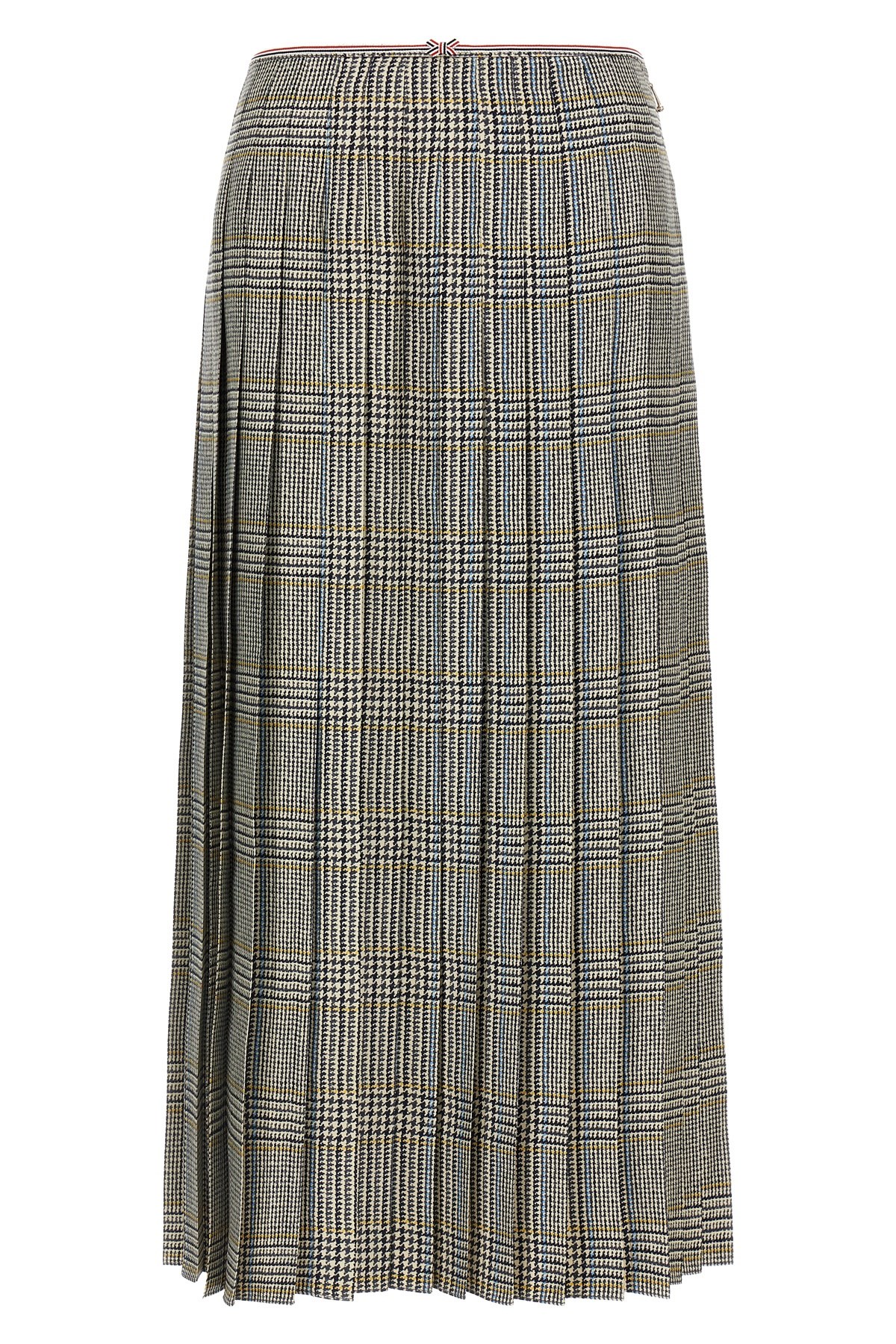 Thom Browne Houndstooth-pattern Pleated Midi Skirt In Multi