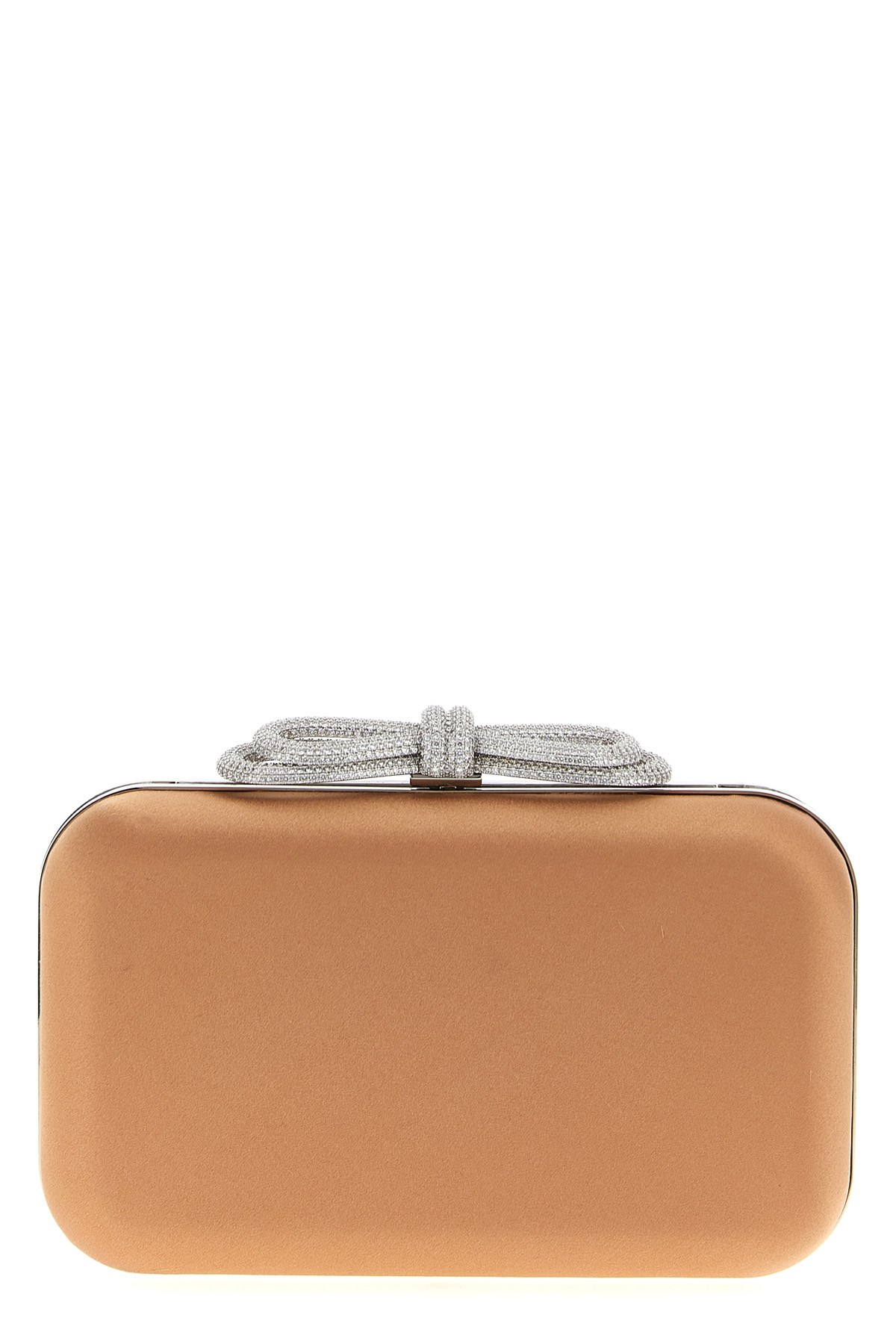 Mach&mach Satin Clutch With Double Bow Detail In Orange
