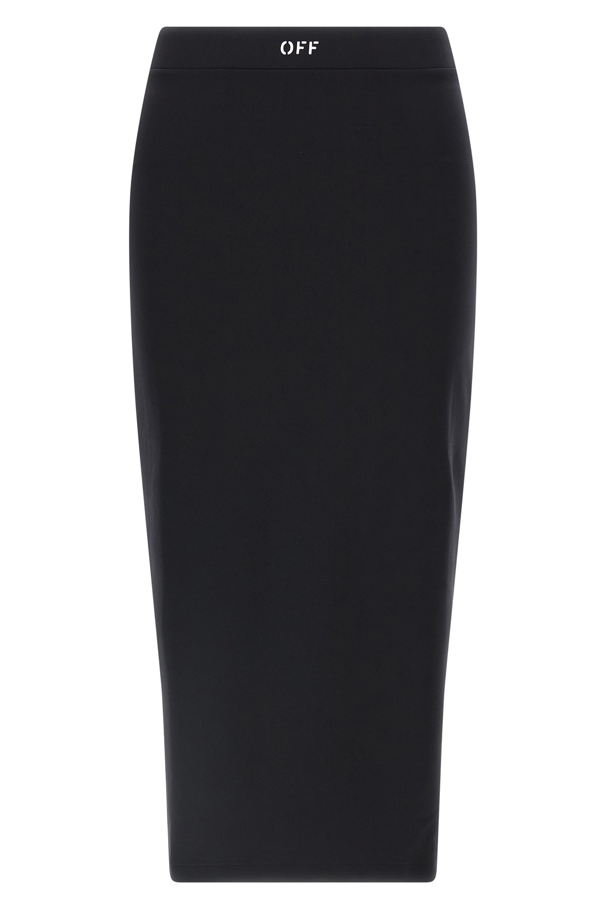 Off-white Fitted Midi Skirt In Stretch Technical Fabric With Front Logo Detail In Black