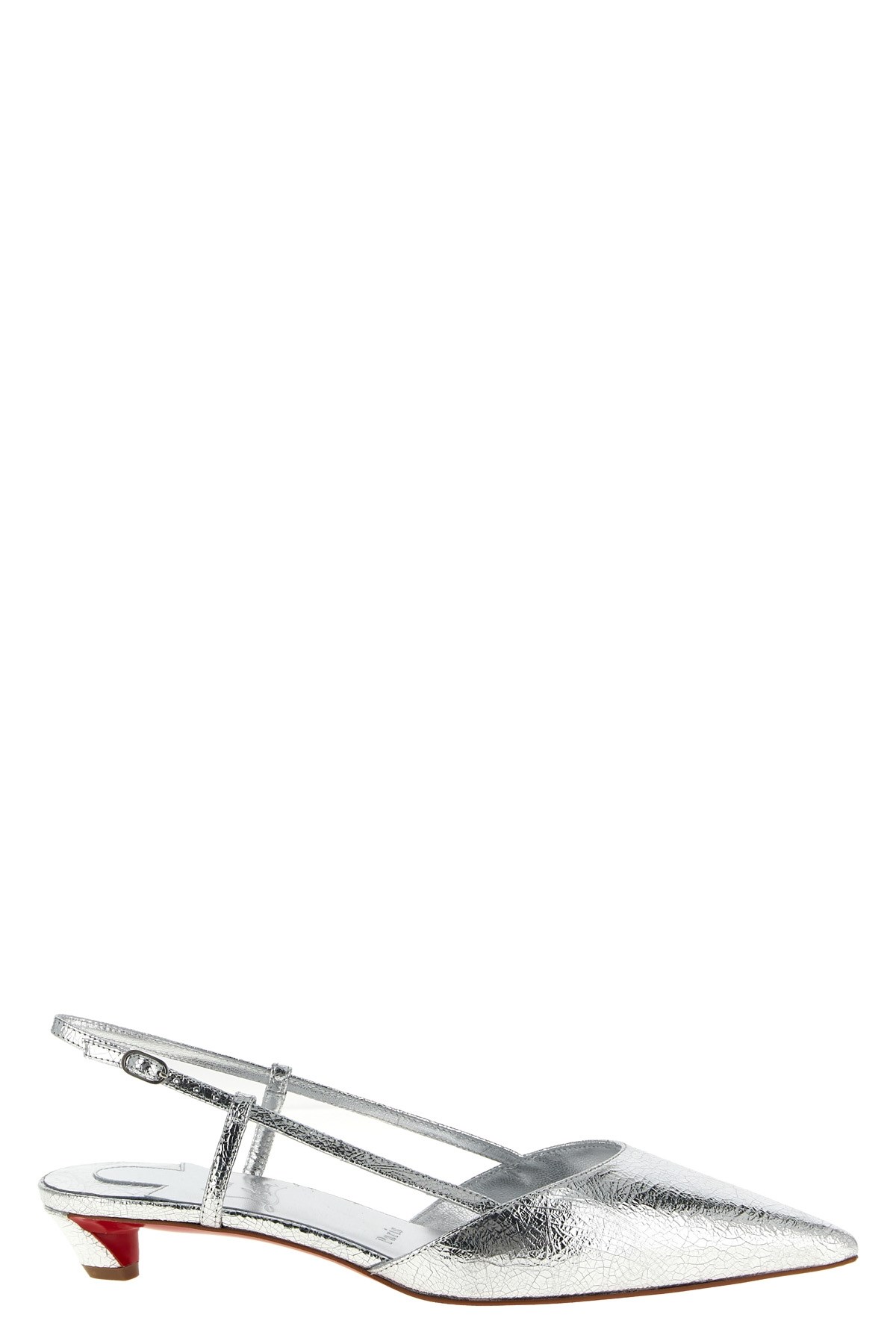 Christian Louboutin Condoroline 55 Leather Slingback Pump In Silver