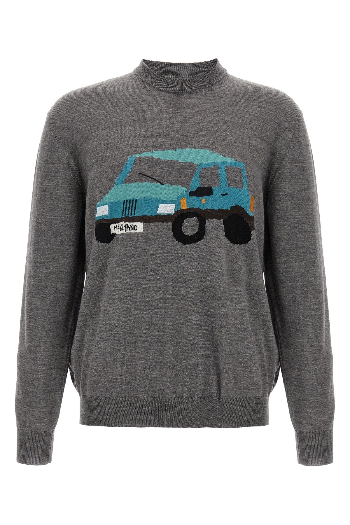Magliano Graphic Design Crew Neck Long Sleeve Sweater In Gray