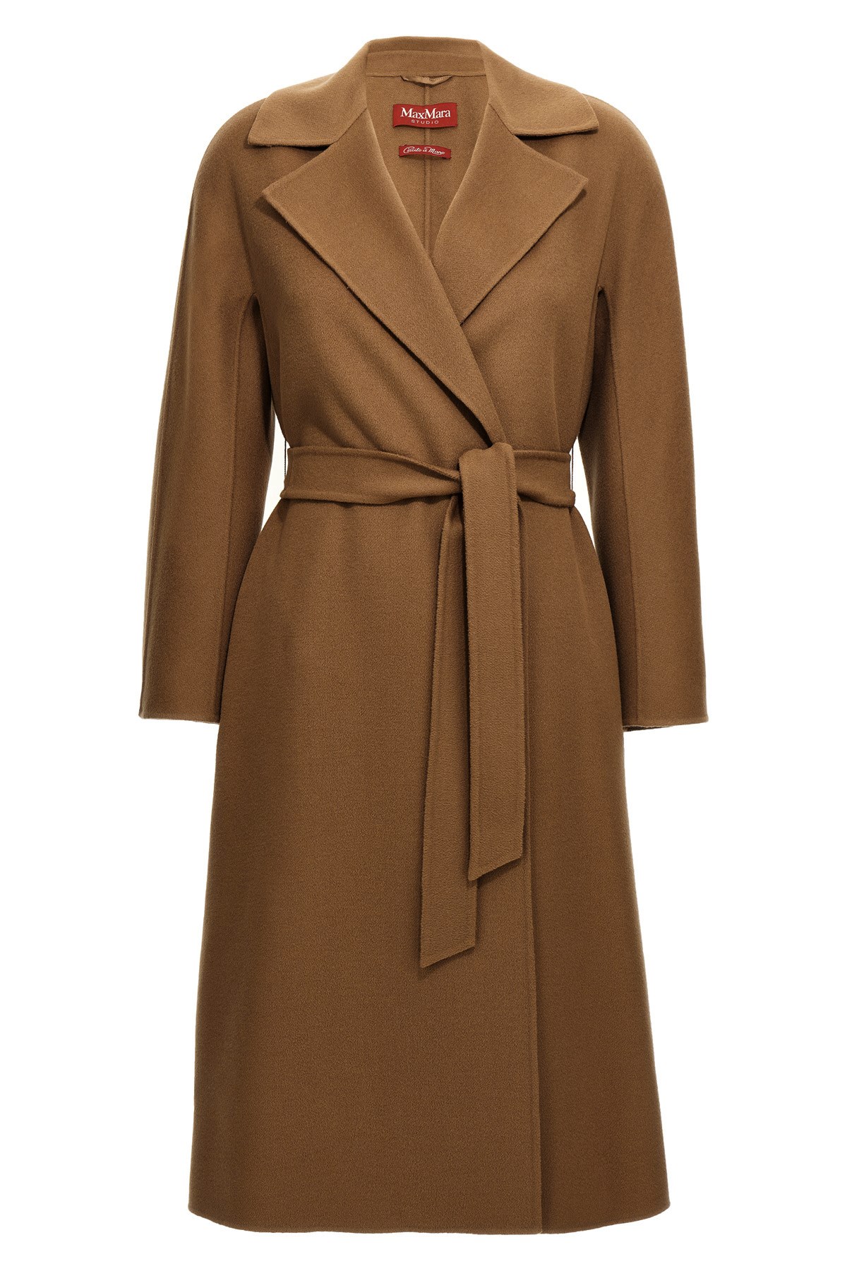 Max Mara Dravenna Lapel Belted Coat In Brown