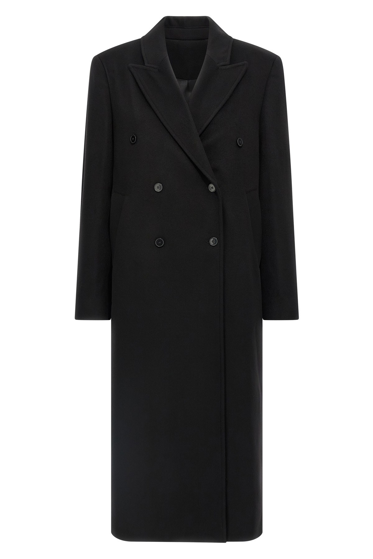 Loulou De Saison Black Rosco Double Breasted Long Coat In Blue