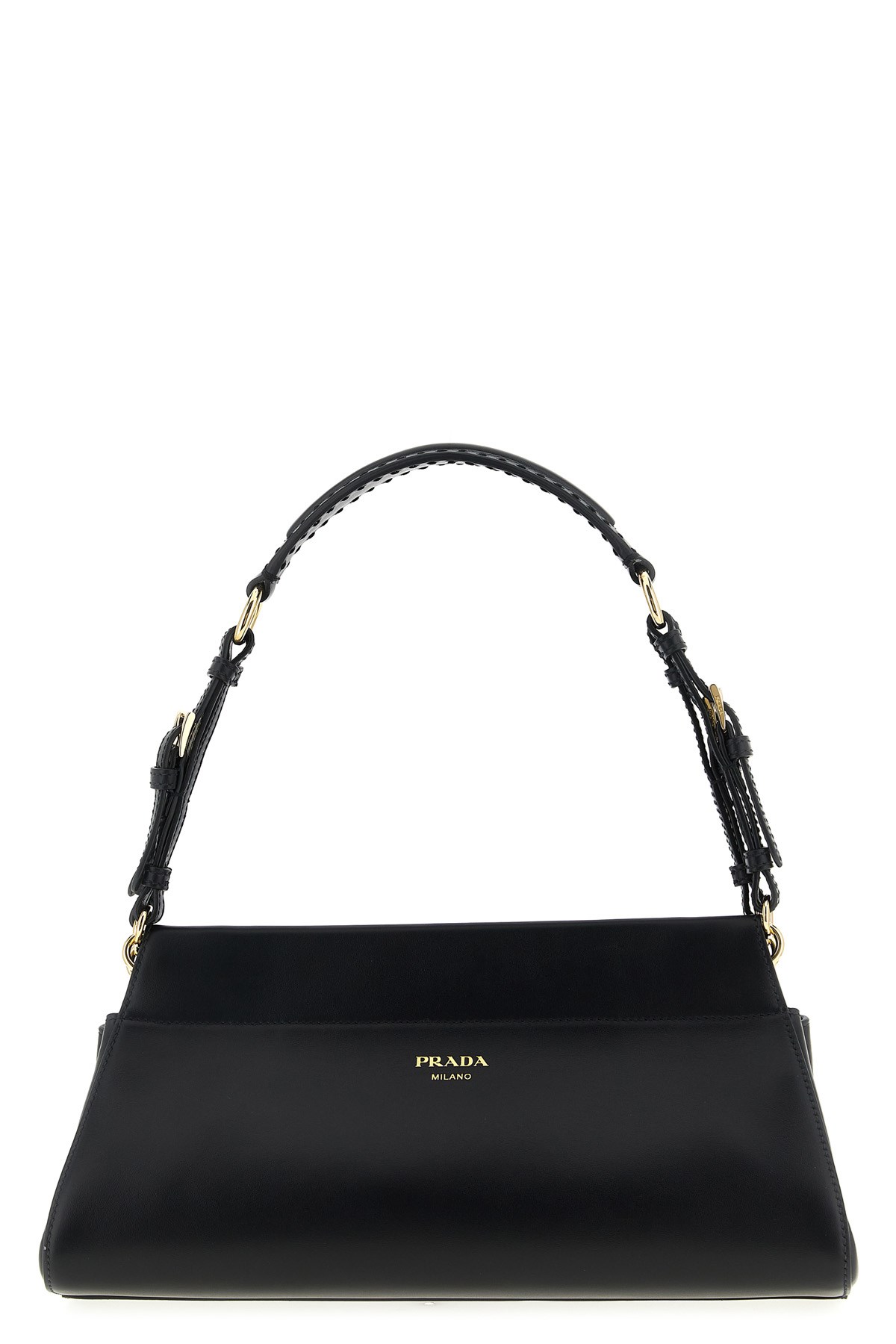 Prada Chic Top Handle Shoulder Bag With Gold Hardware In Black