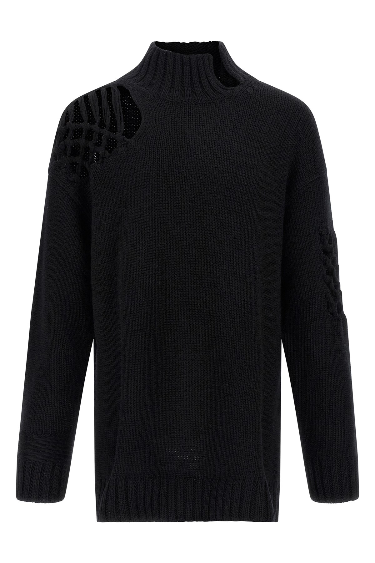 YOHJI YAMAMOTO Pullover Mit Makramee-Einsatz　YOHJI YAMAMOTO マクラメインサート付きセーター YOHJI