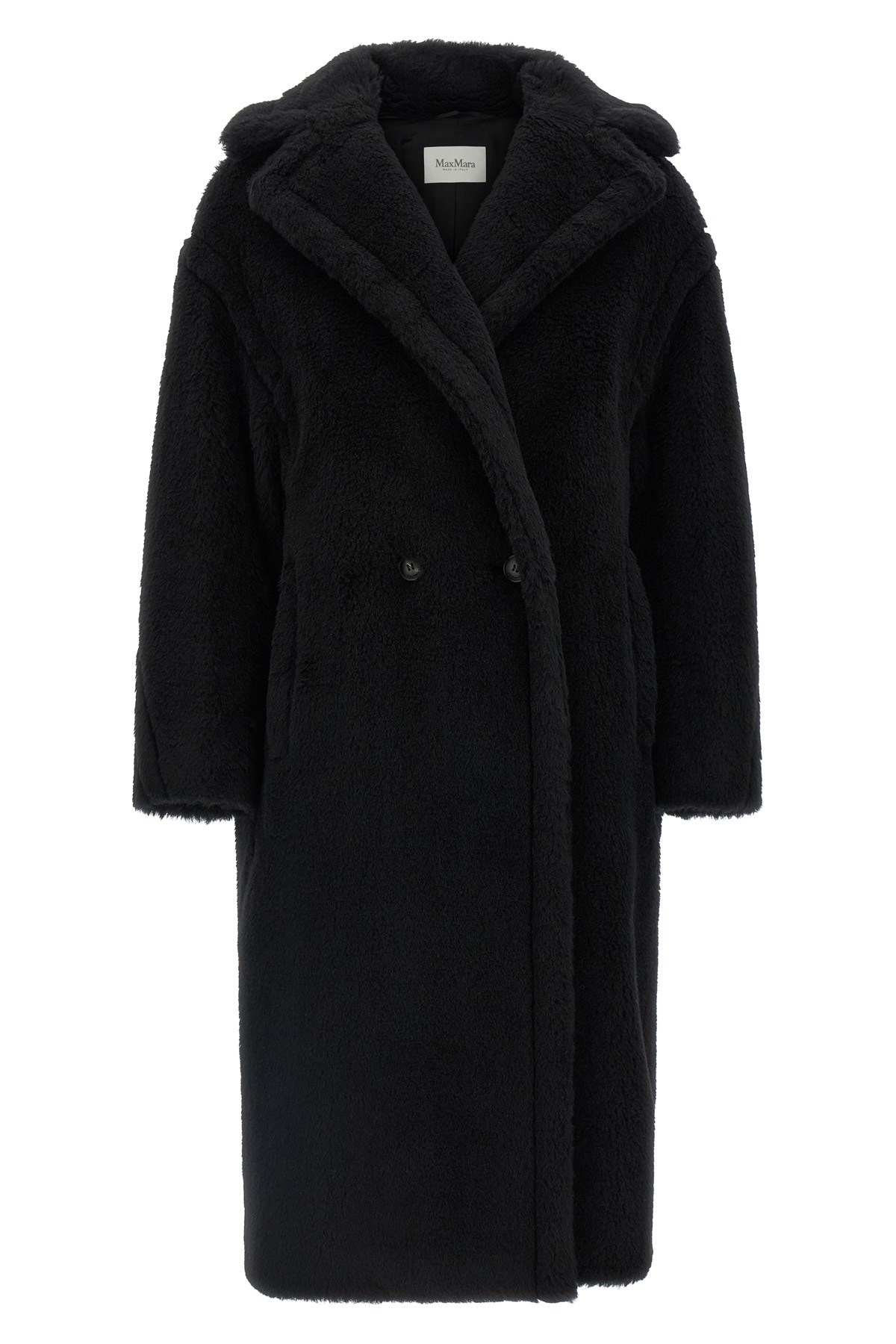Max Mara Hooded Coat With Belt In Black Wool In Black