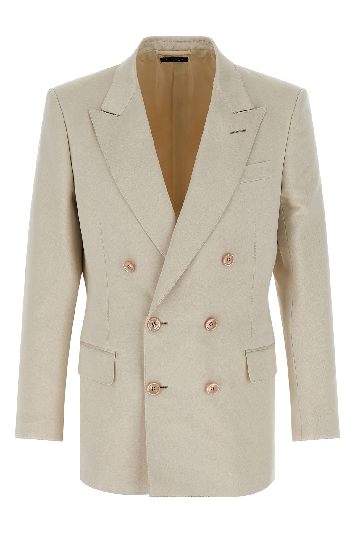 Tom Ford Double-breasted Tailored Blazer Featuring Back Vent In Neutral