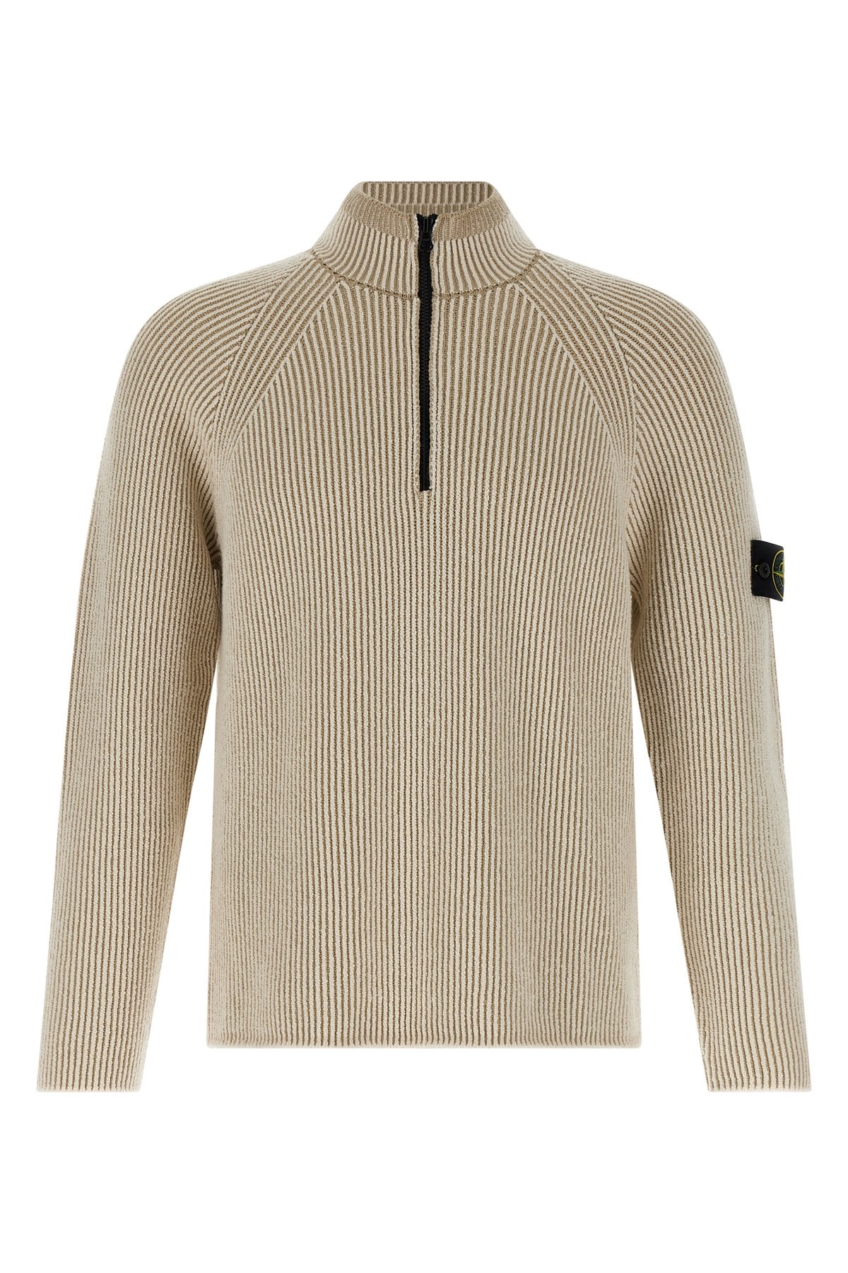Stone Island Ribbed Cardigan Sweaters And Cardigans Beige In Gold