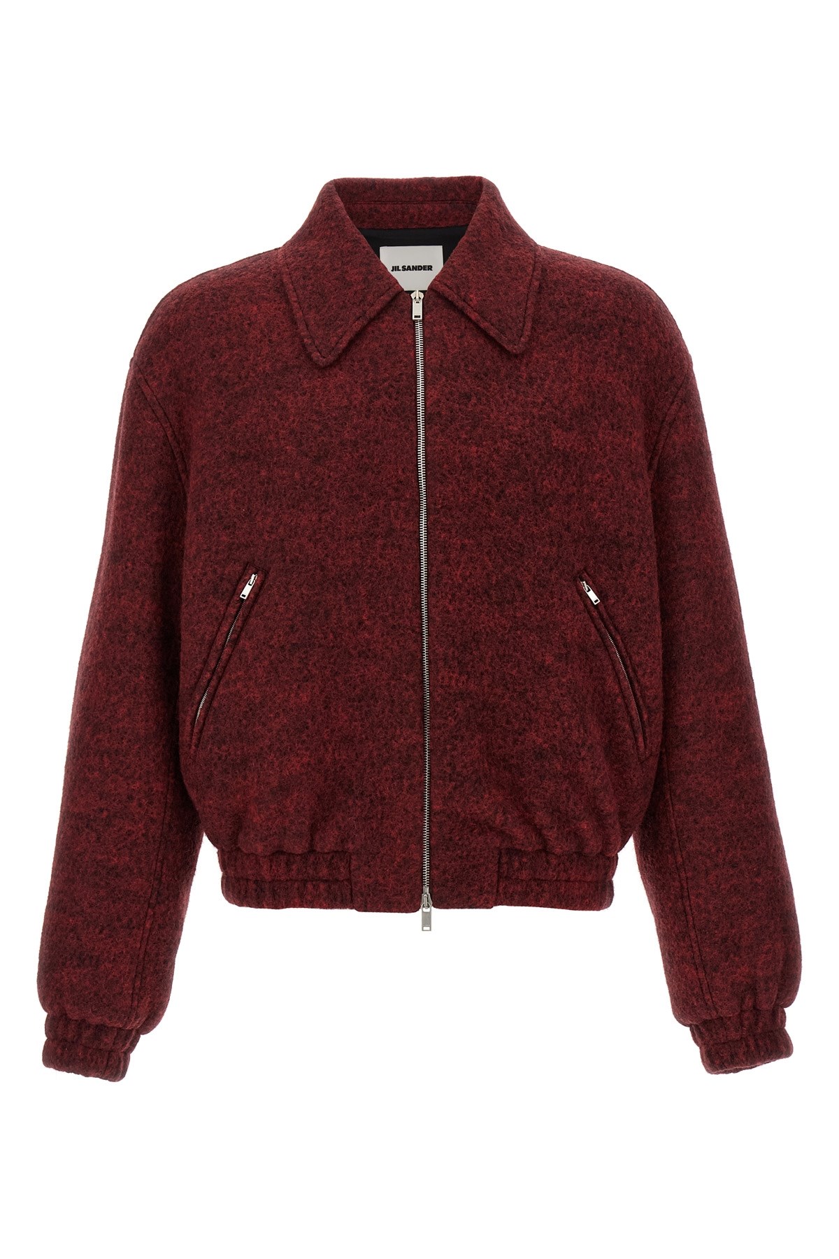 Jil Sander Mlange Wool Bomber Jacket In Burgundy