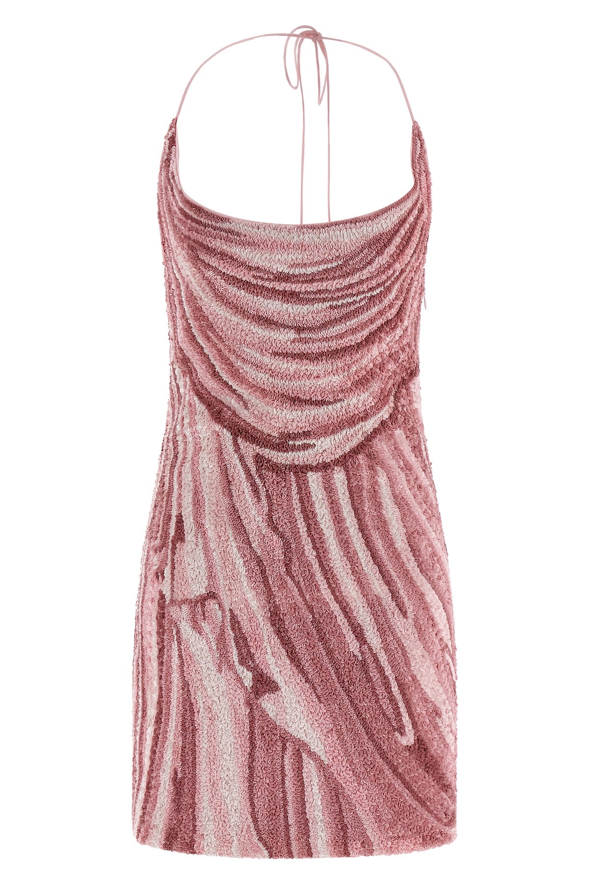 Balmain Draped Halter Neck Mini Dress With Sequins In Pink