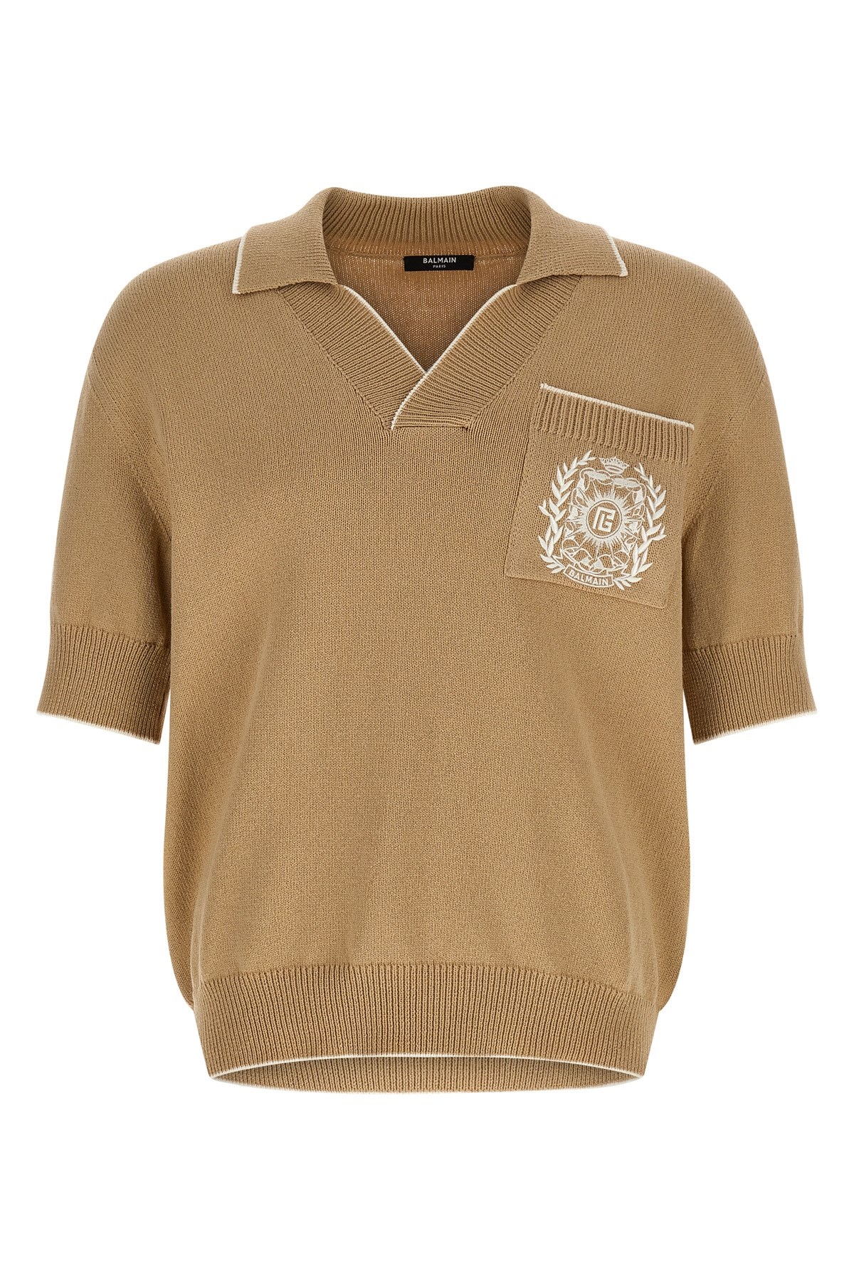 Balmain Stemma Embroidery Polo Shirt In Brown