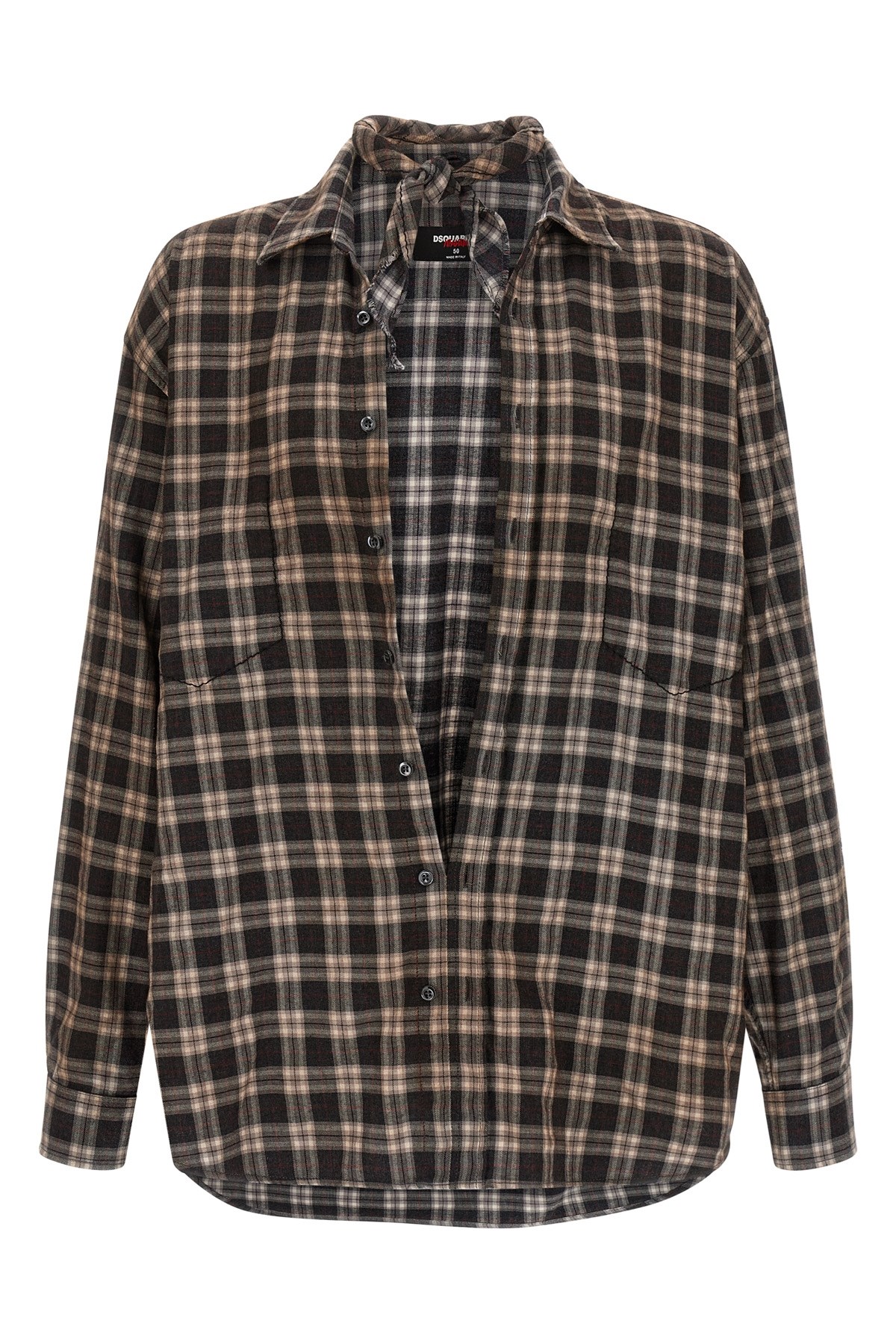 Dsquared2 Capsule Shirt In All-over Check Patterned Cotton In Multi