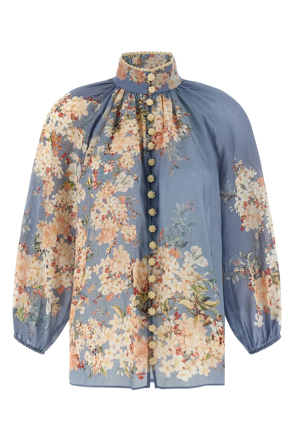 Zimmermann 'cascadian Billow' Blouse In Blue