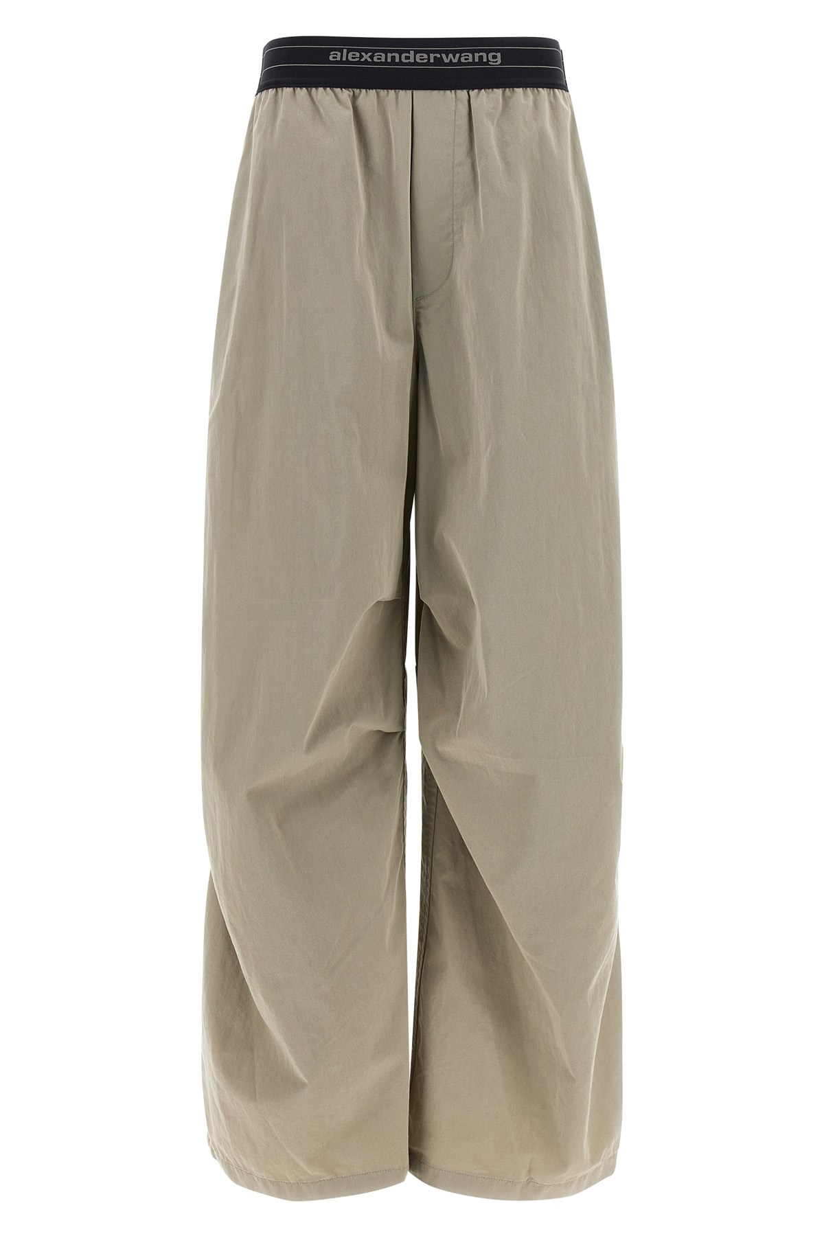 Alexander Wang Wide-leg Cotton-nylon Blend Pants With Jacquard Logo Waistband In Gray