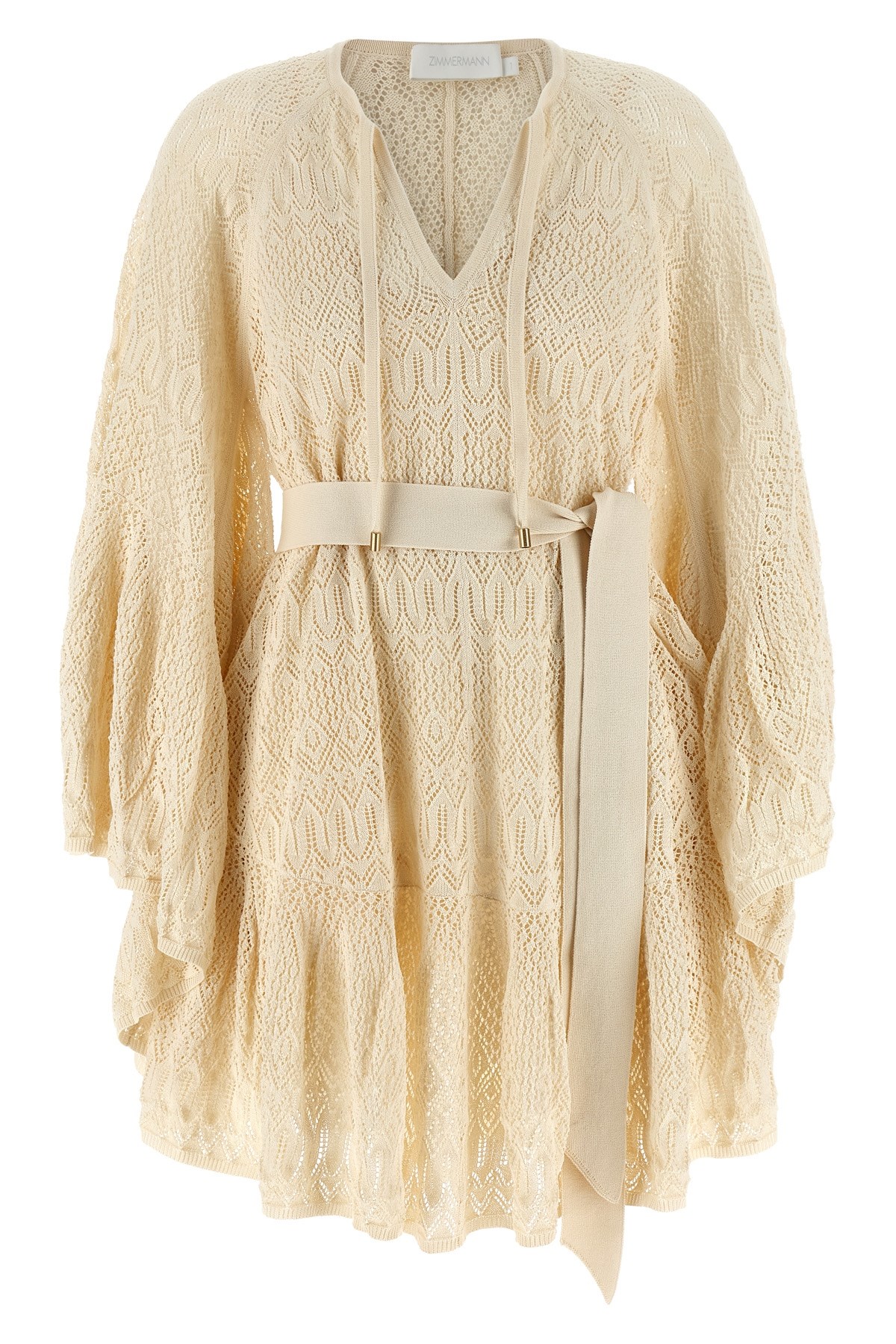 Zimmermann Coco Pointelle Lace Dresses Beige In Neutral