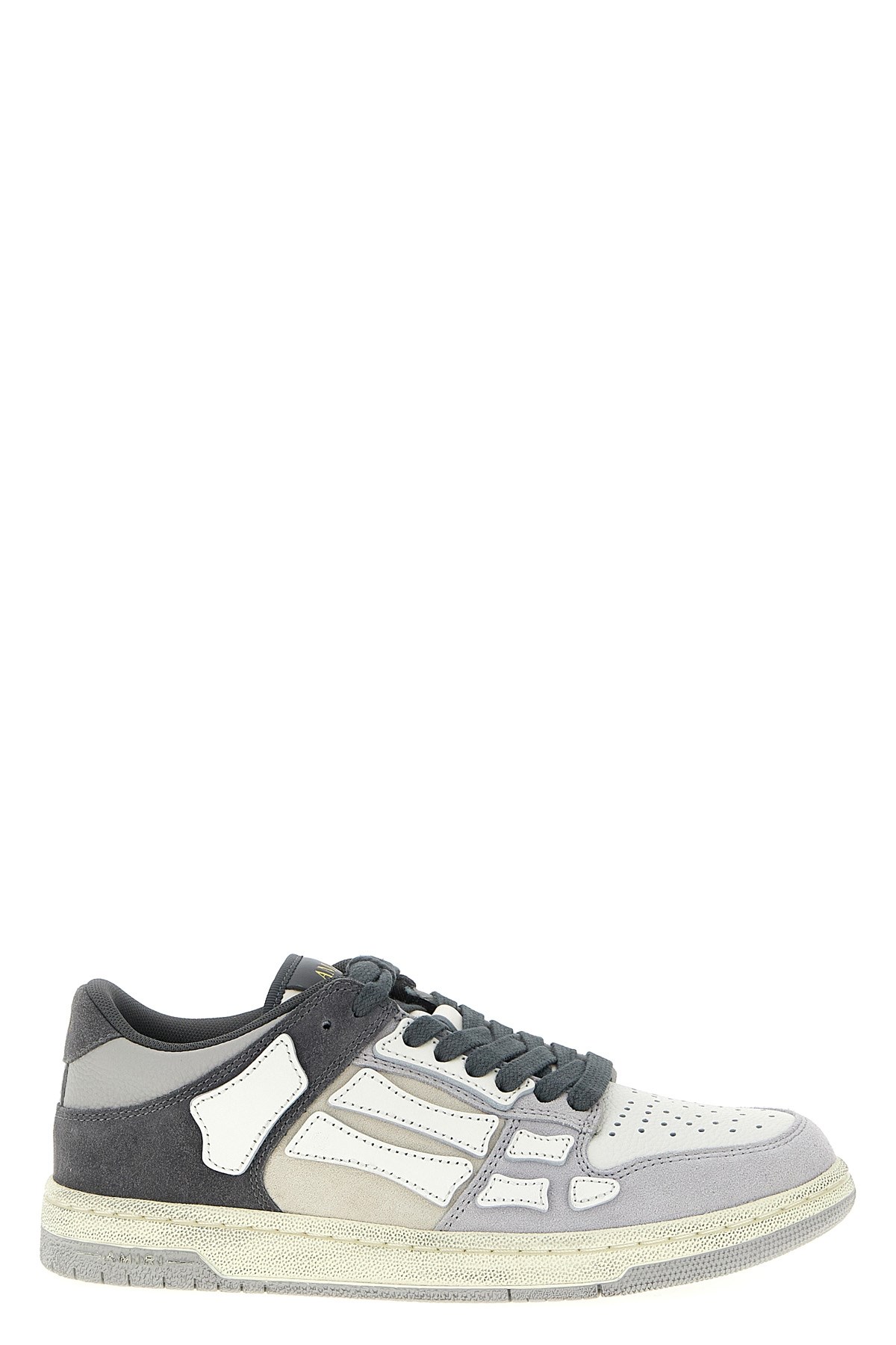 Amiri Distressed Low Top Sneakers With Skeleton Detail In Gray