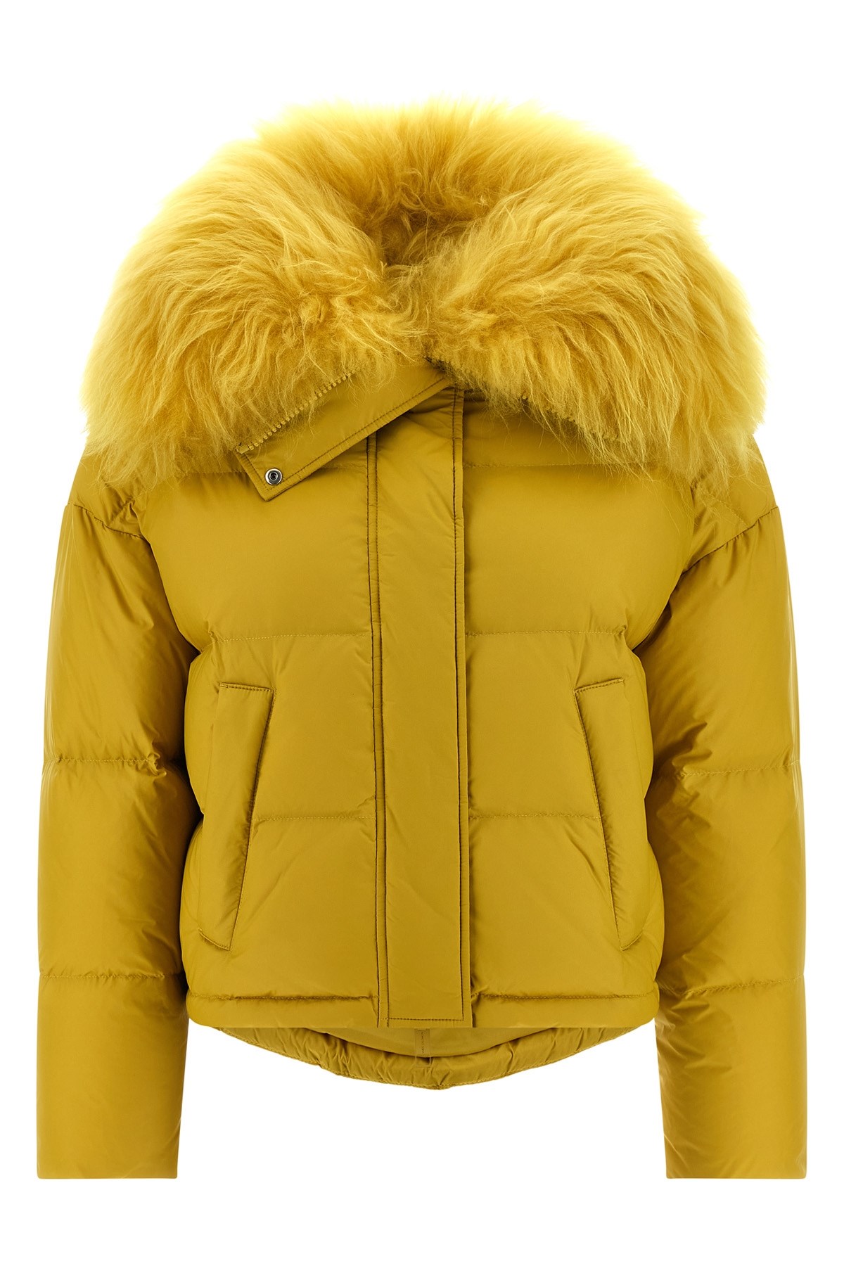 Yves Salomon Fur Insert Down Jacket Puffer Jackets Yellow In Multi