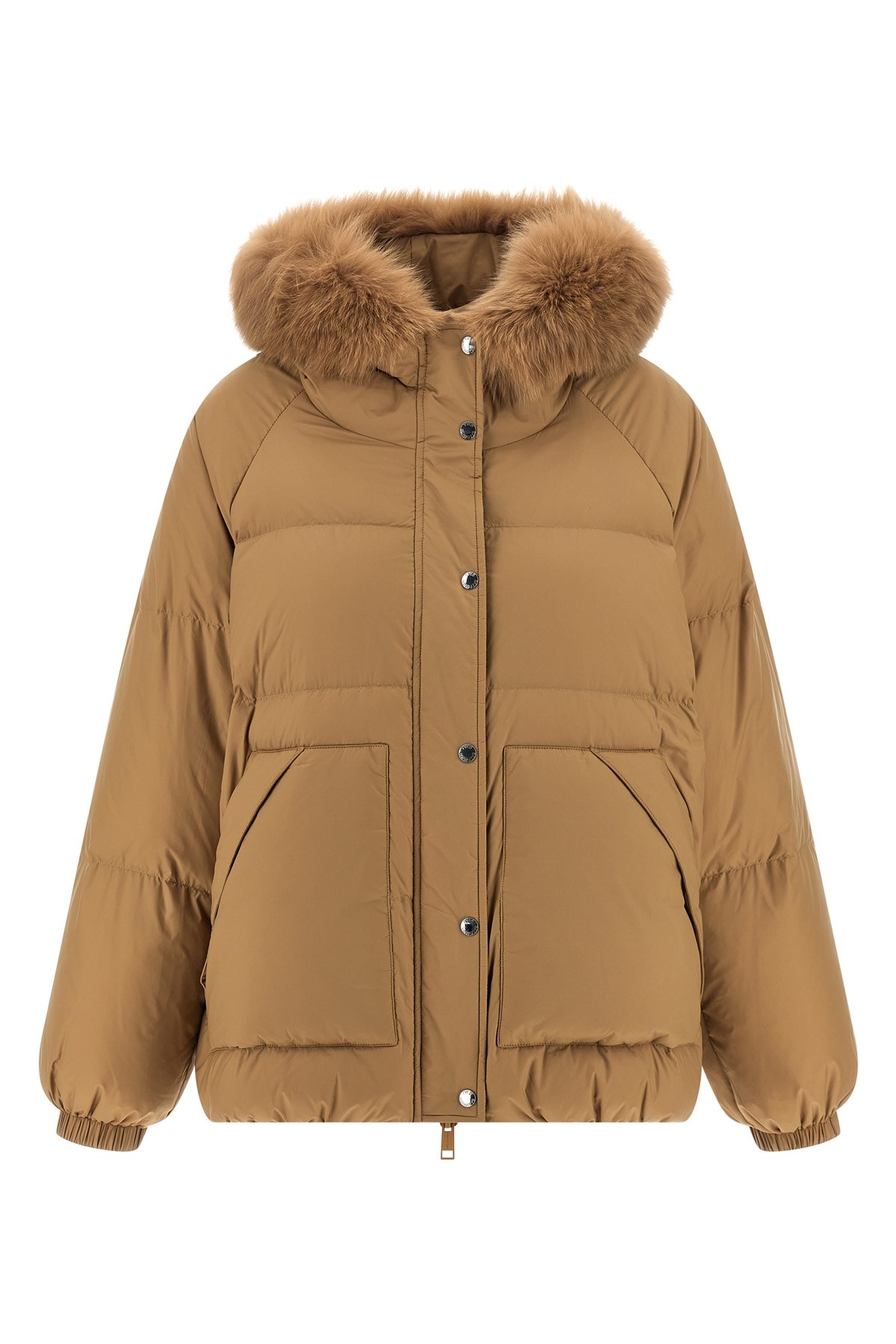 Yves Salomon Fur Insert Down Jacket Puffer Jackets Beige In Multi