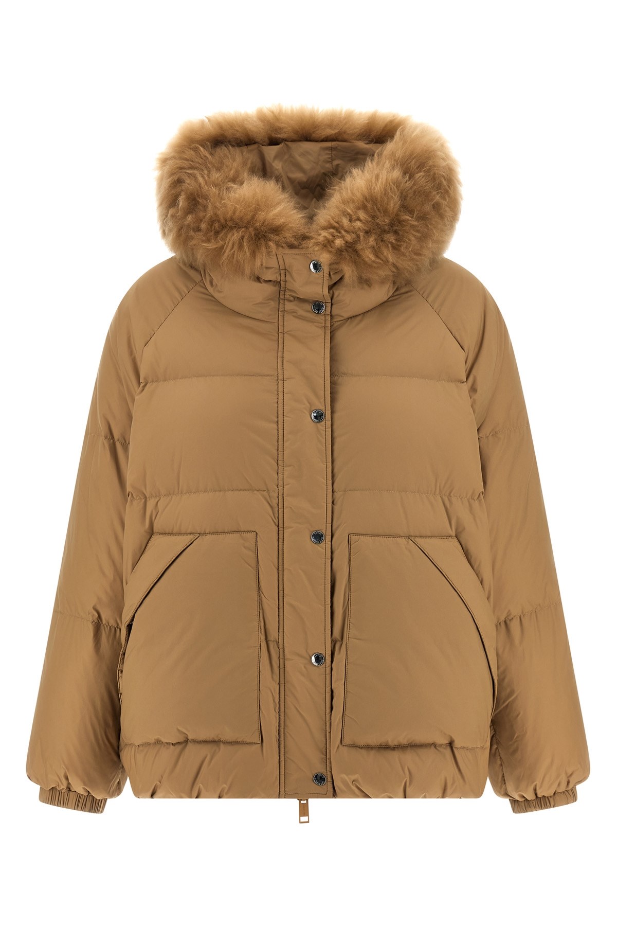 Yves Salomon Fur Insert Down Jacket Puffer Jackets Beige In Brown