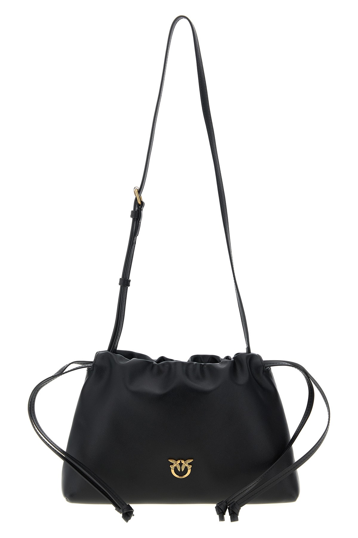 Pinko Lovebirds Drawstring Clutch In Black