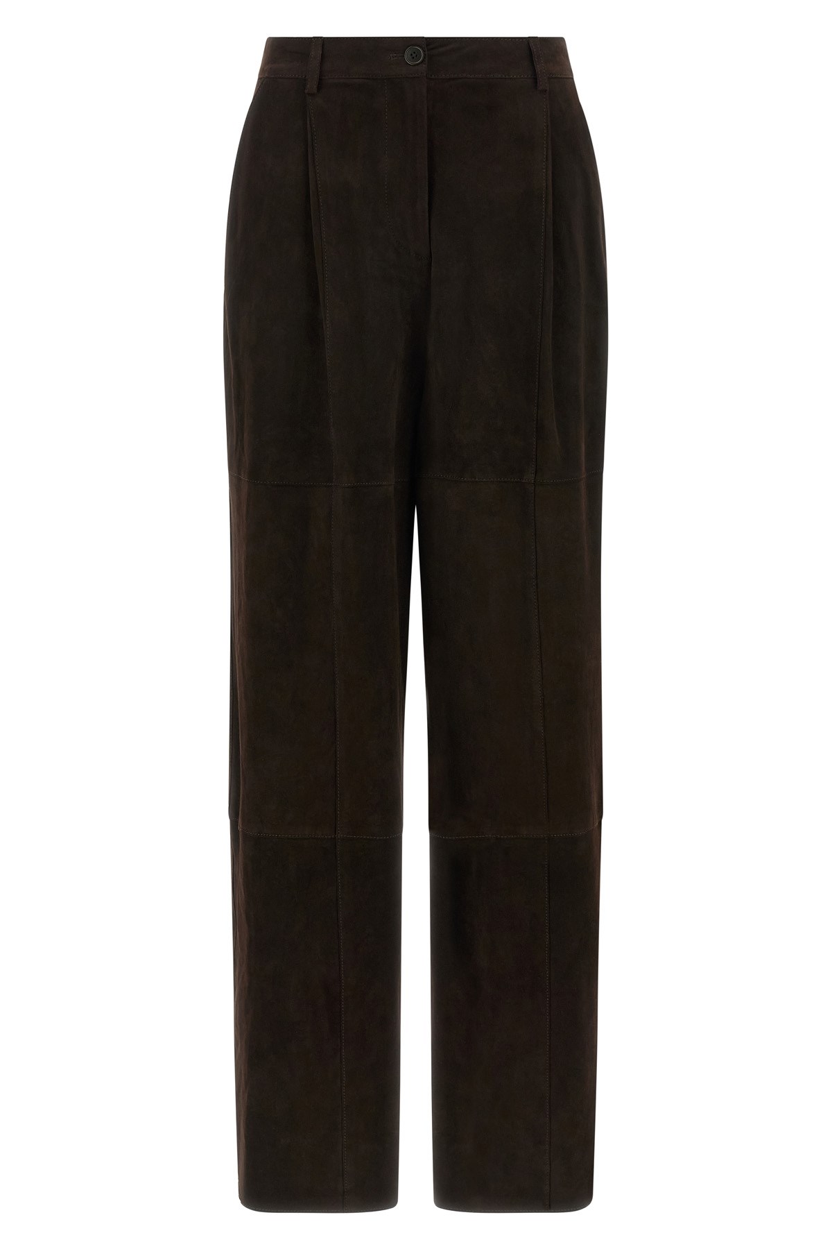 P.a.r.o.s.h Monet25w Panelled Pleated Suede Trousers In Brown