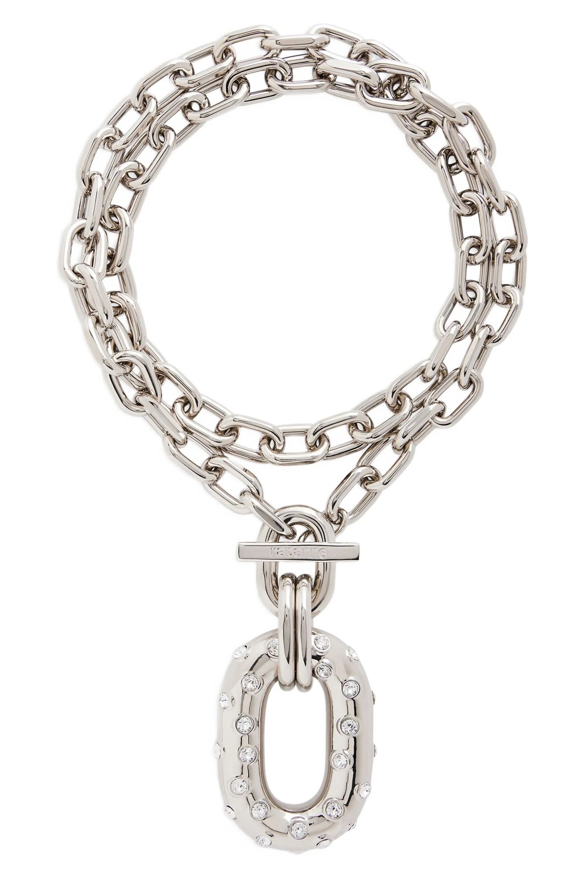 Rabanne Iconic Xl Chain-link Crystal-embellished Necklace In Silver