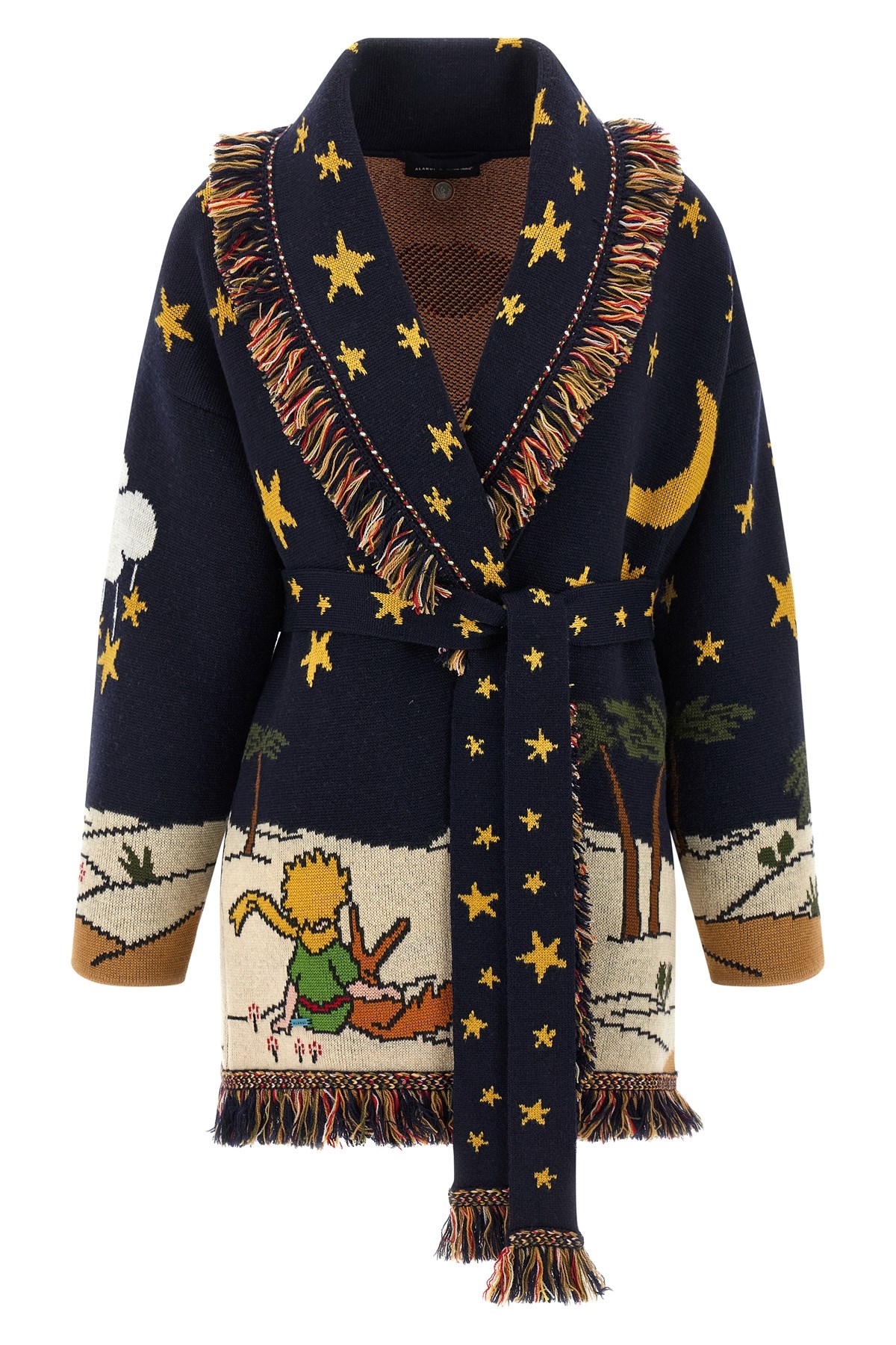 Alanui The Little Prince Long Cardigan With Fringe In Blue