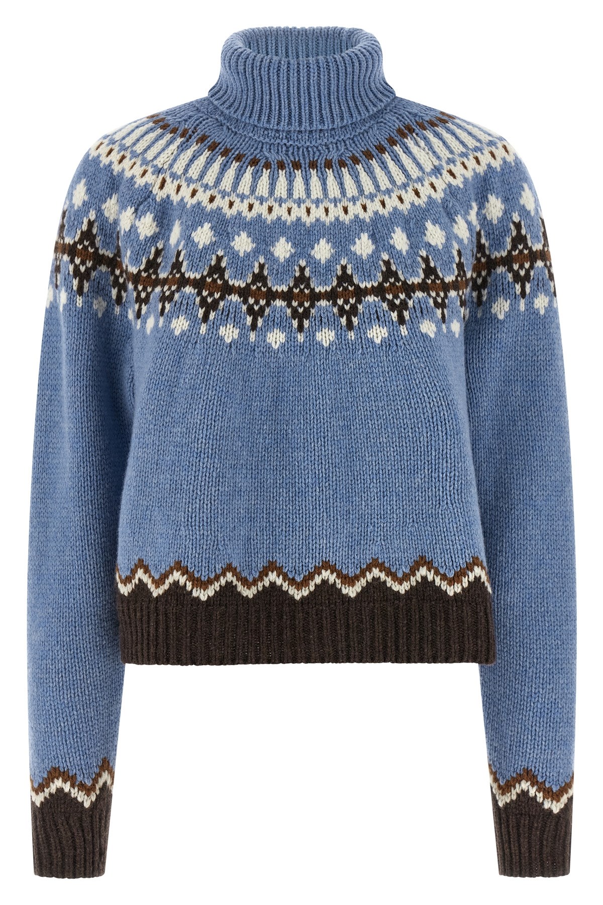 Alanui Winter Turtleneck Knitwear Fair Isle Pattern In Blue