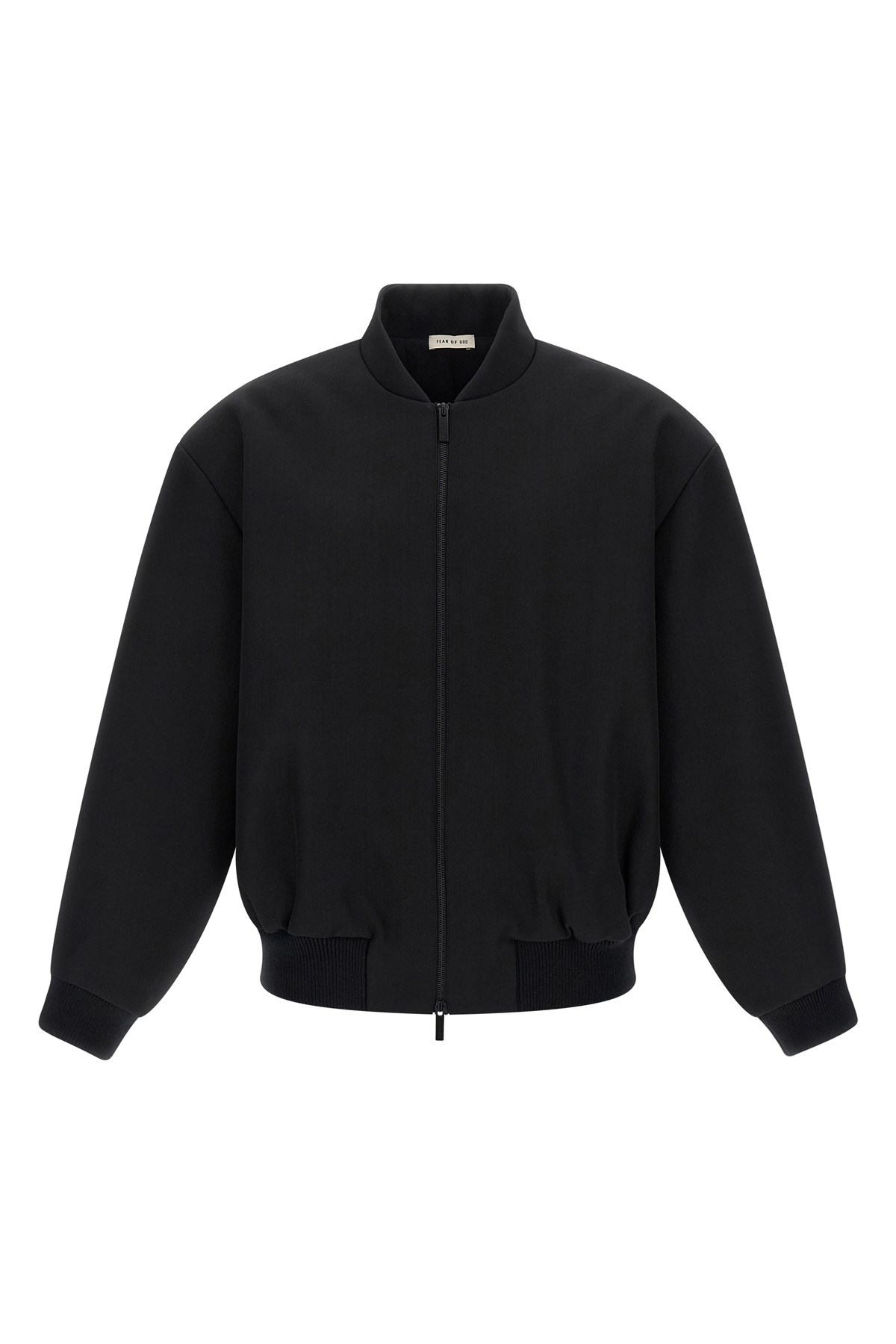 Fear Of God Black Nylon Bomber With High Collar In Black
