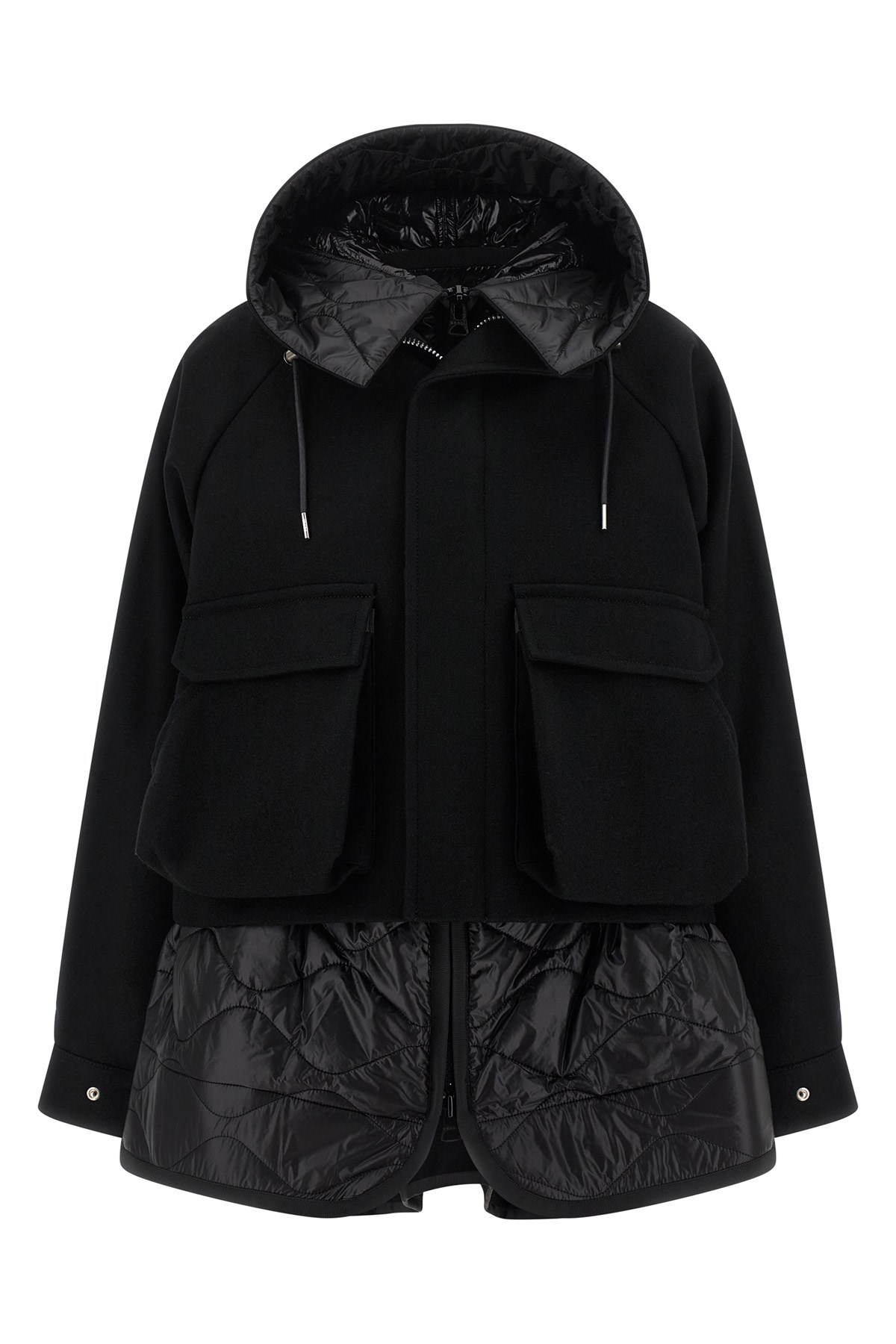 Sacai Wool Melton Blouson In Black