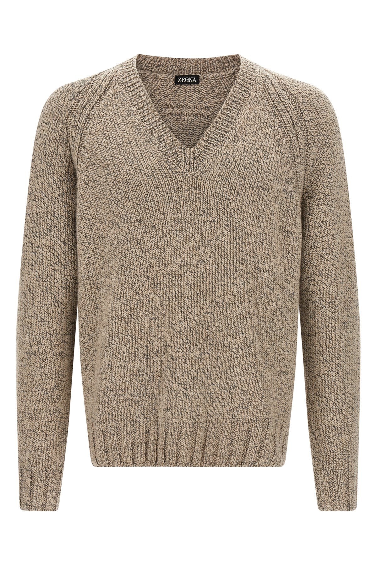 Zegna Cashmere Sweater Sweaters And Cardigans Beige In Multi