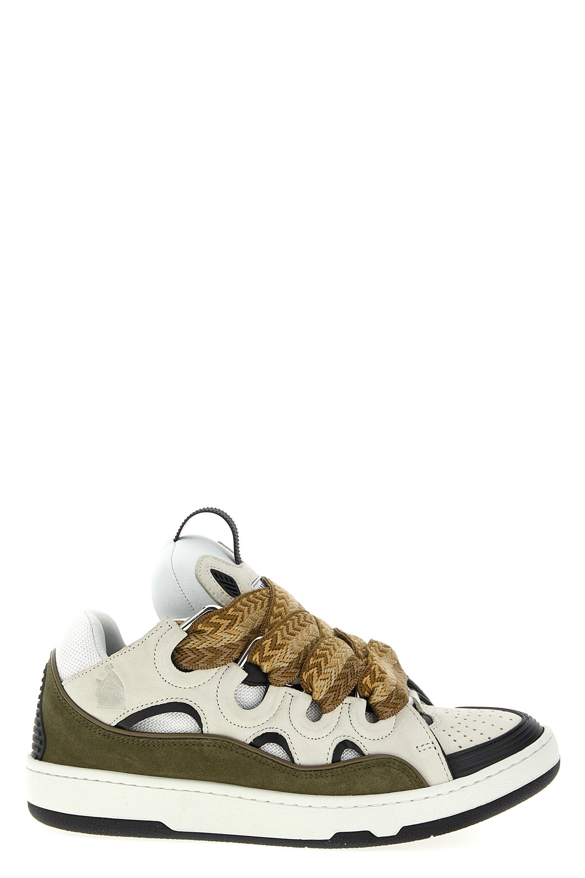 Lanvin Curb Sneakers In Grey Suede And Leather In Multi