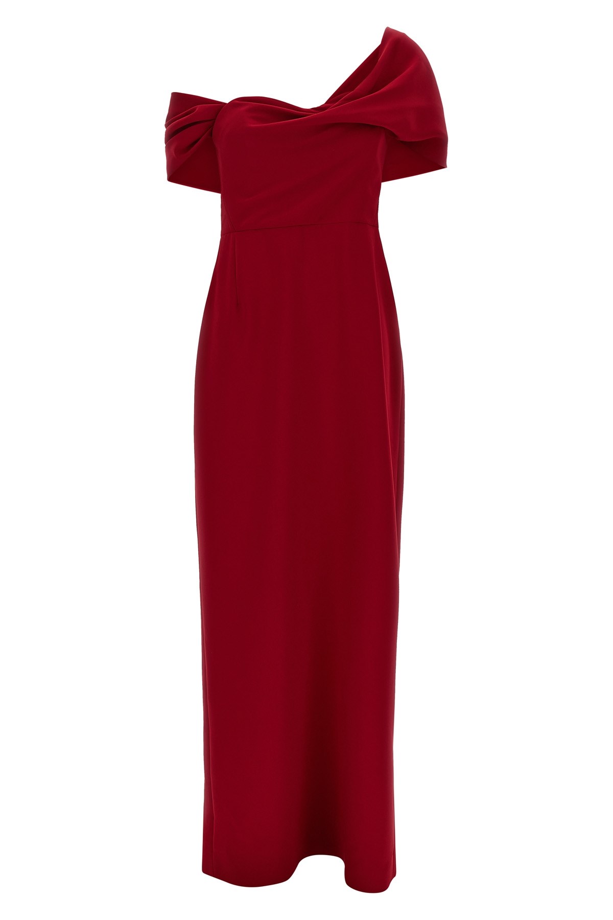 Carolina Herrera Off-shoulder Floor-length Draped Dress In Red