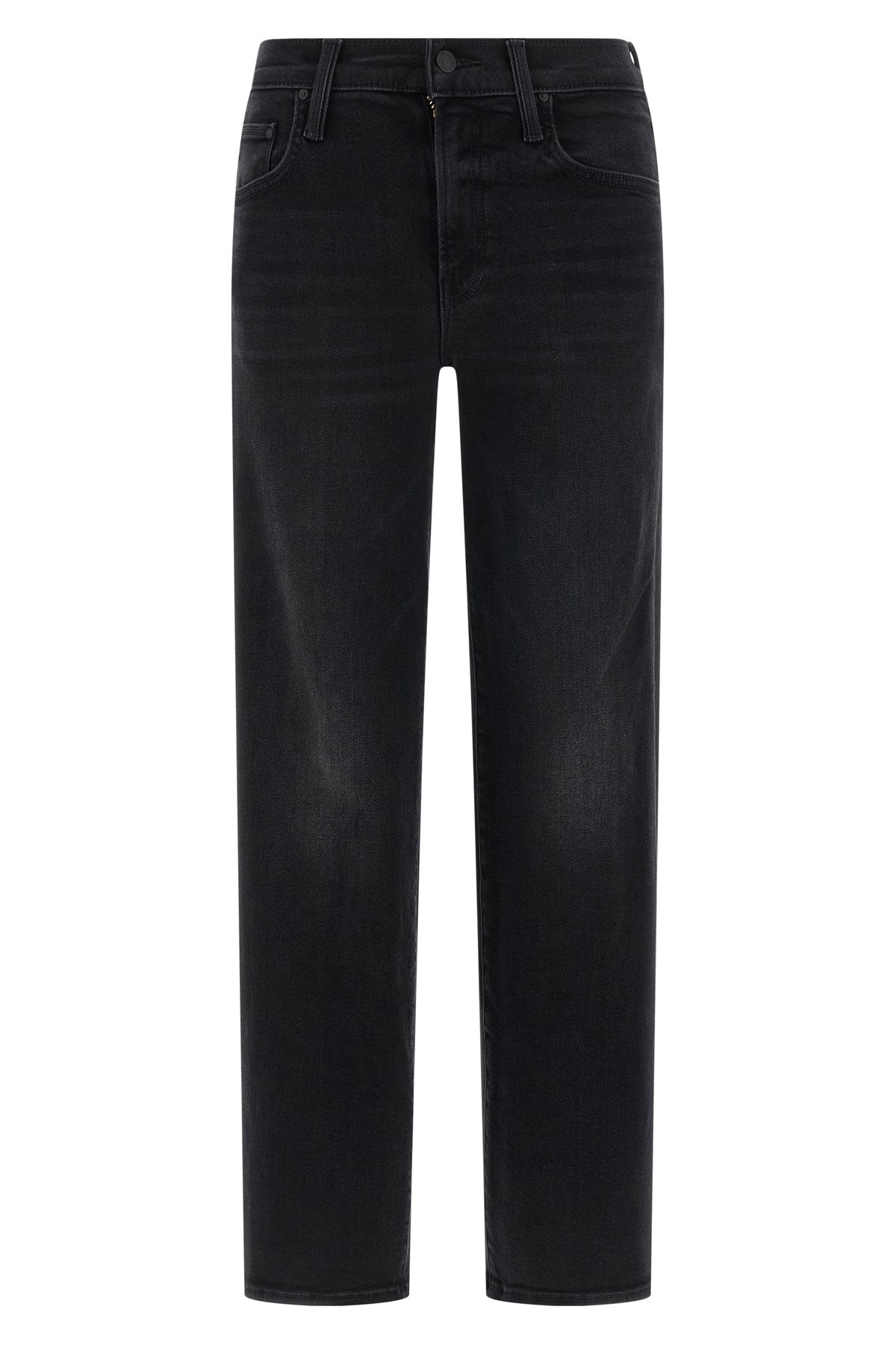 Mother The Mid Rise Rambler Zip Flood Jeans In Black