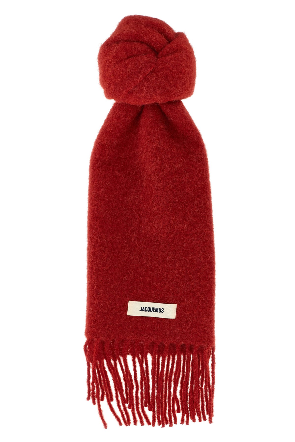 Jacquemus Carro Fringe Detail Scarf In Red