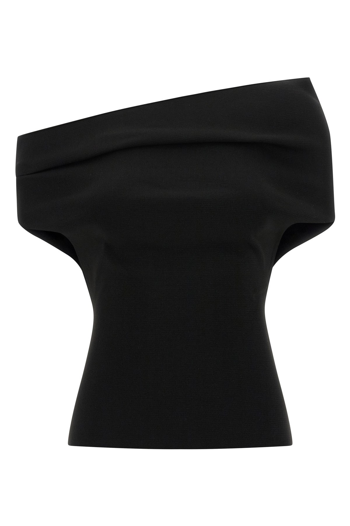 Armarium Debra Asymmetric Stretch-knit Top In Black