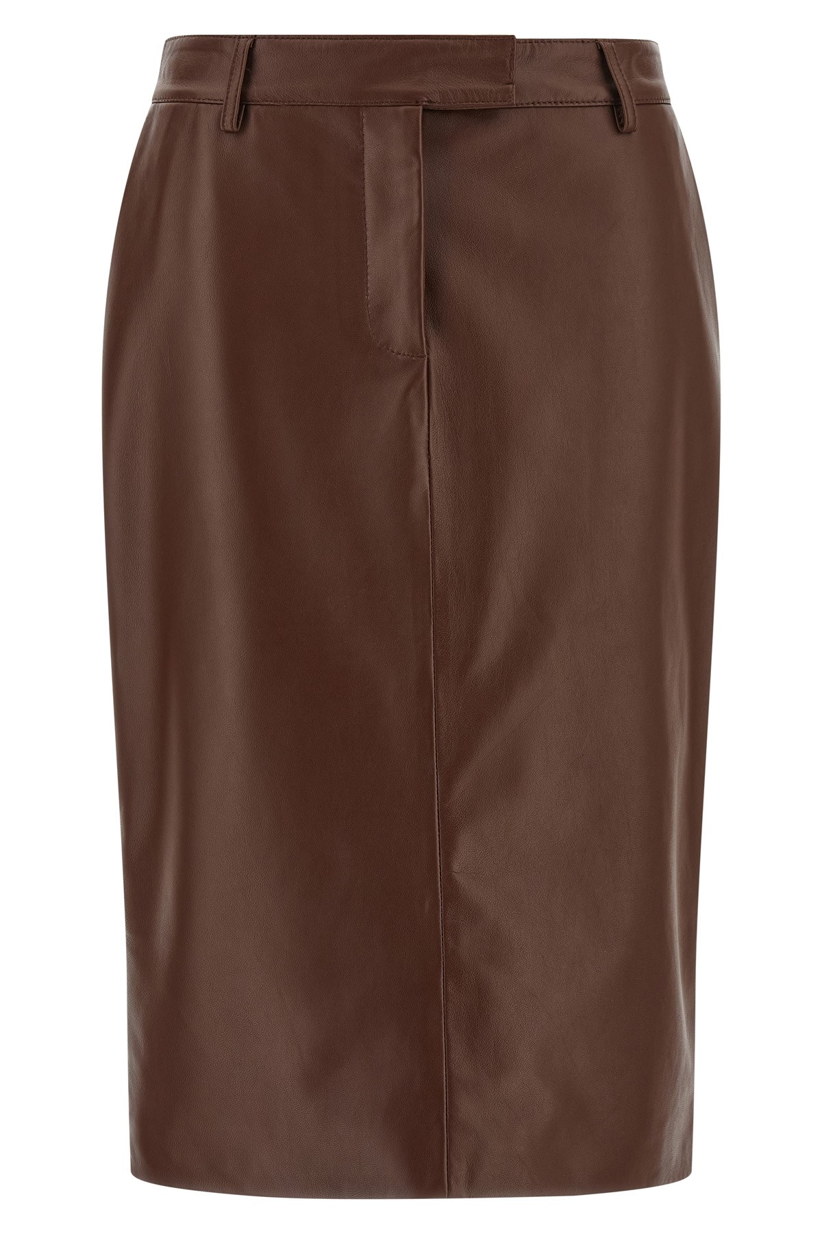 Giuseppe Di Morabito Stylish Leather Skirt Featuring Back Slit In Brown