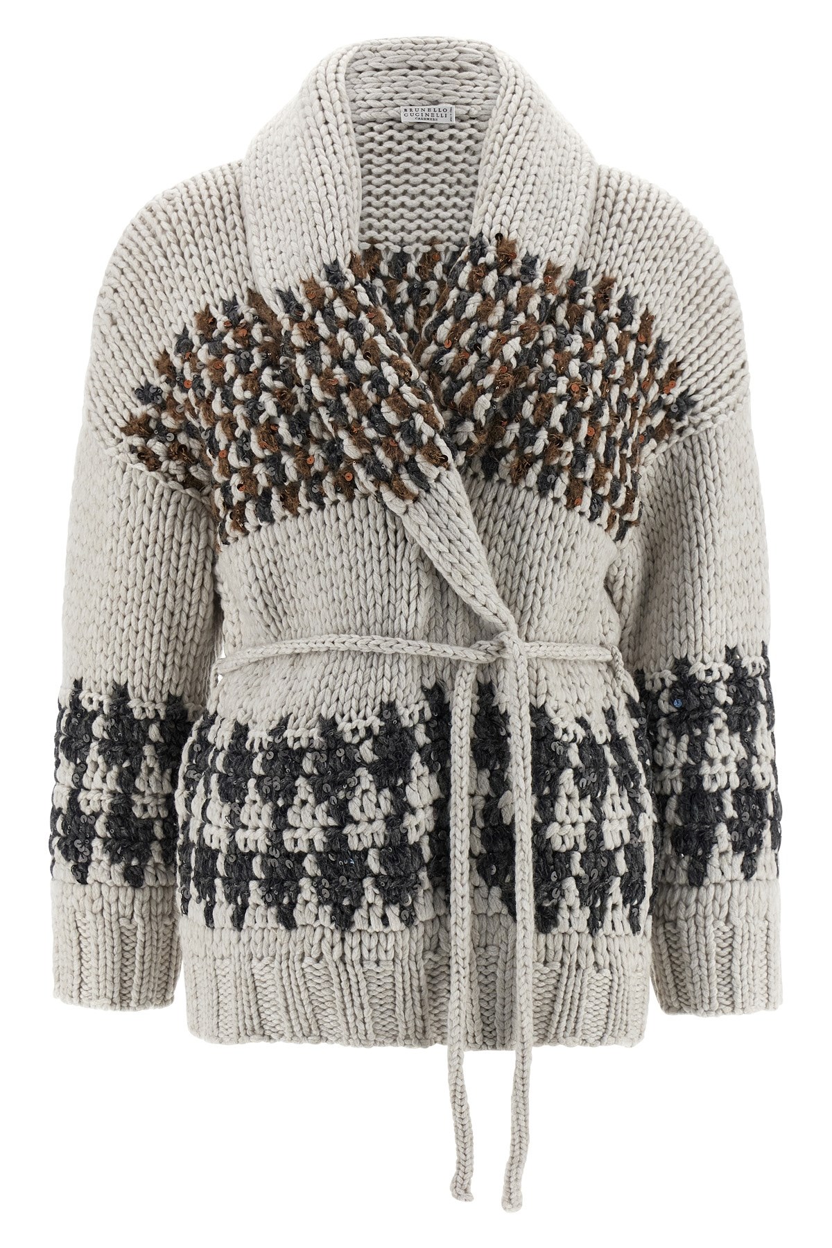 Brunello Cucinelli Opera Prince Of Wales Cardigan In Multi