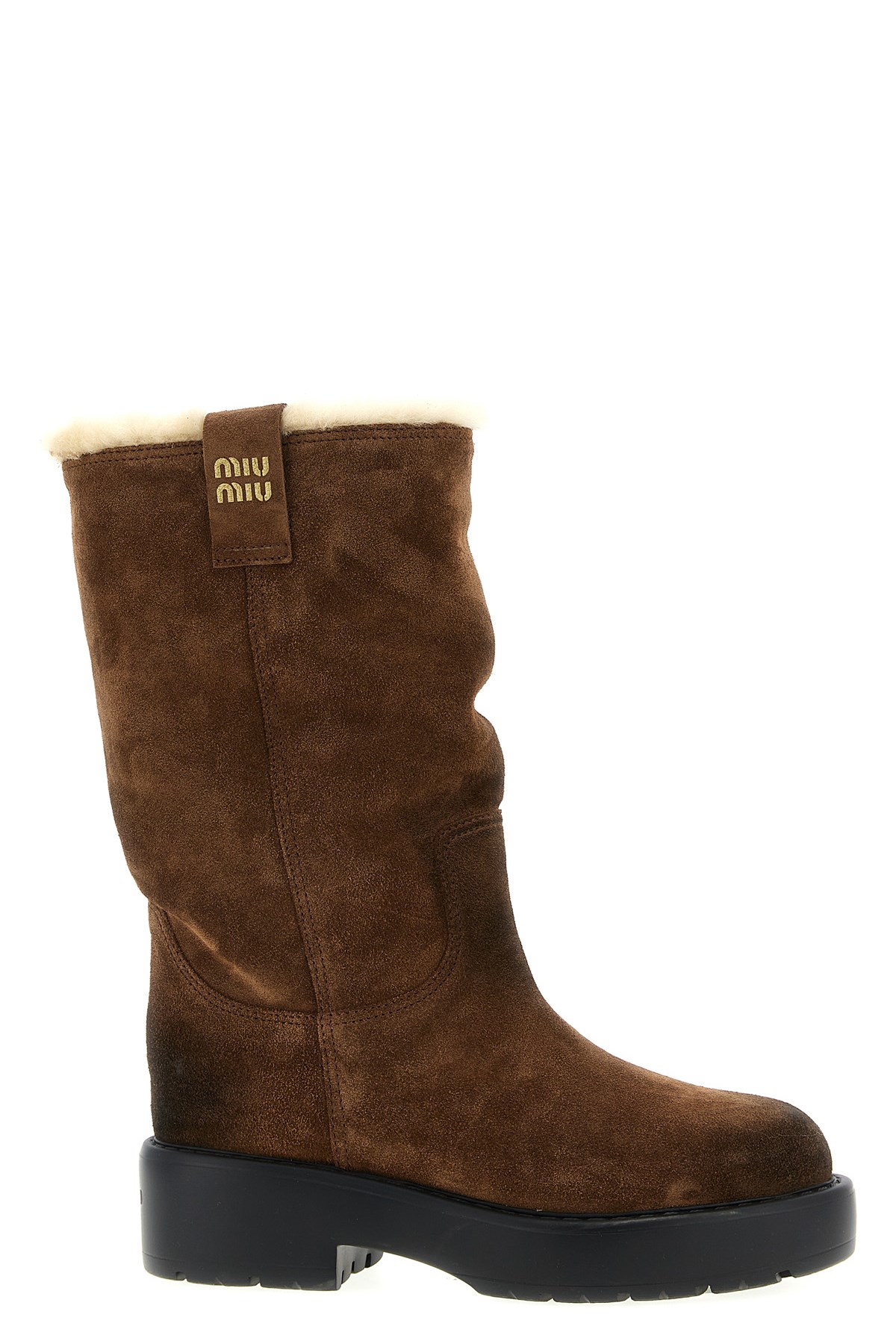 Miu Miu Suede Boots In Brown